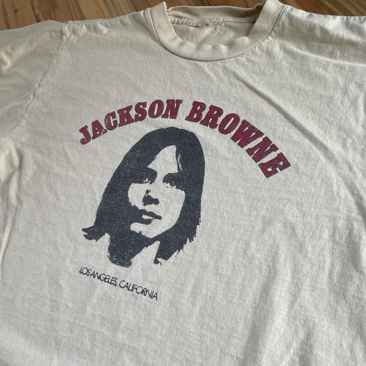 Vintage 80s Jackson Browne Los Angeles California Yellow T-Shirt Size L