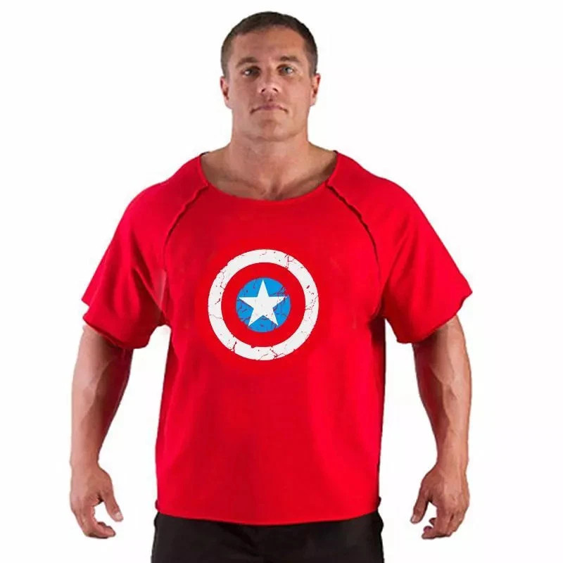 Men’s T Shirts Fitness Men Bodybuilding Shirt Batwing Sleeve Rag Shirt Gym