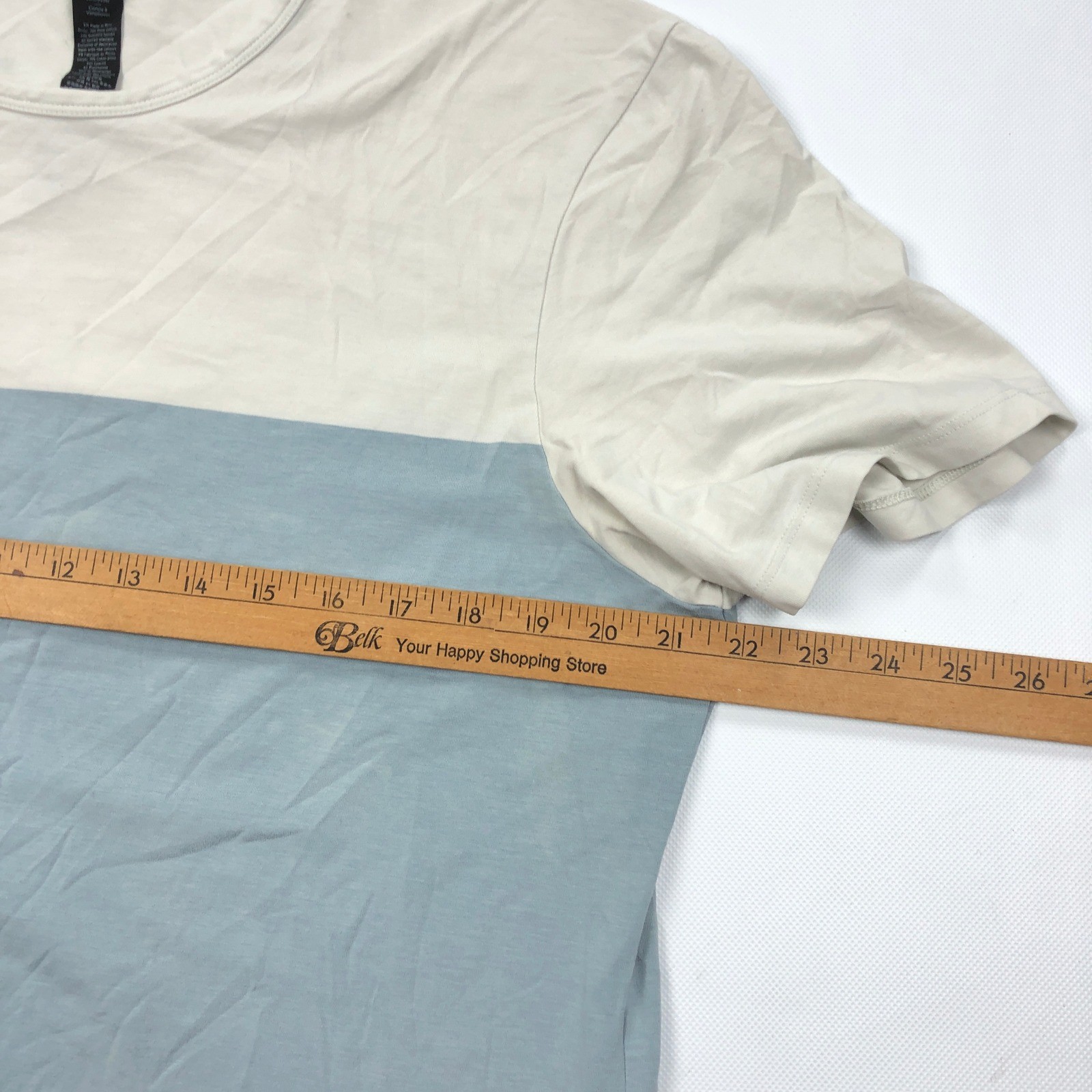 Lululemon Mens 5 Year Basic Tee XL Tan Blue Colorblock Pima Cotton T-Shirt