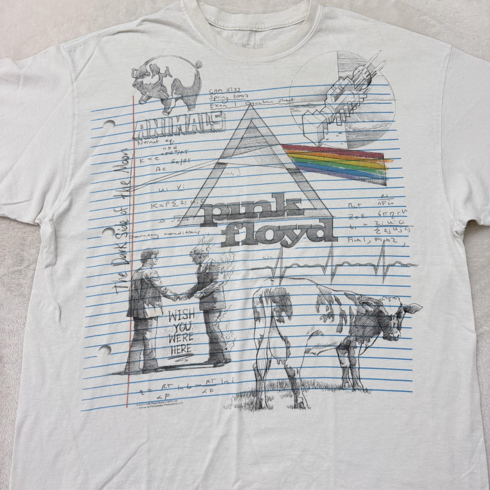 Pink Floyd Liquid Blue Shirt Mens XL White Notebook Art Graphic Rock Music