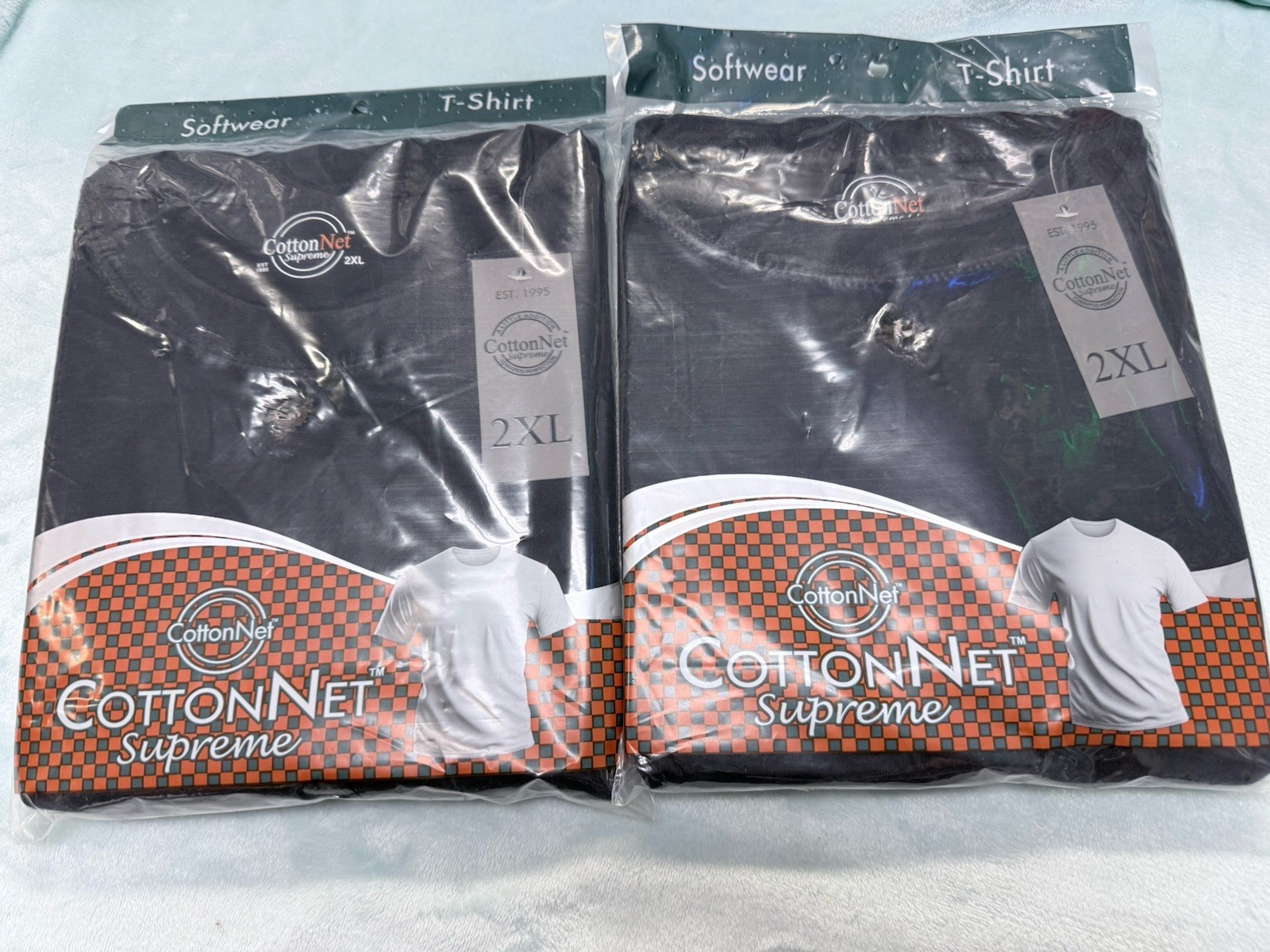CottonNet Supreme T-Shirt Round Neck Short Sleeve Size 2XL Shirt Black 2 pack