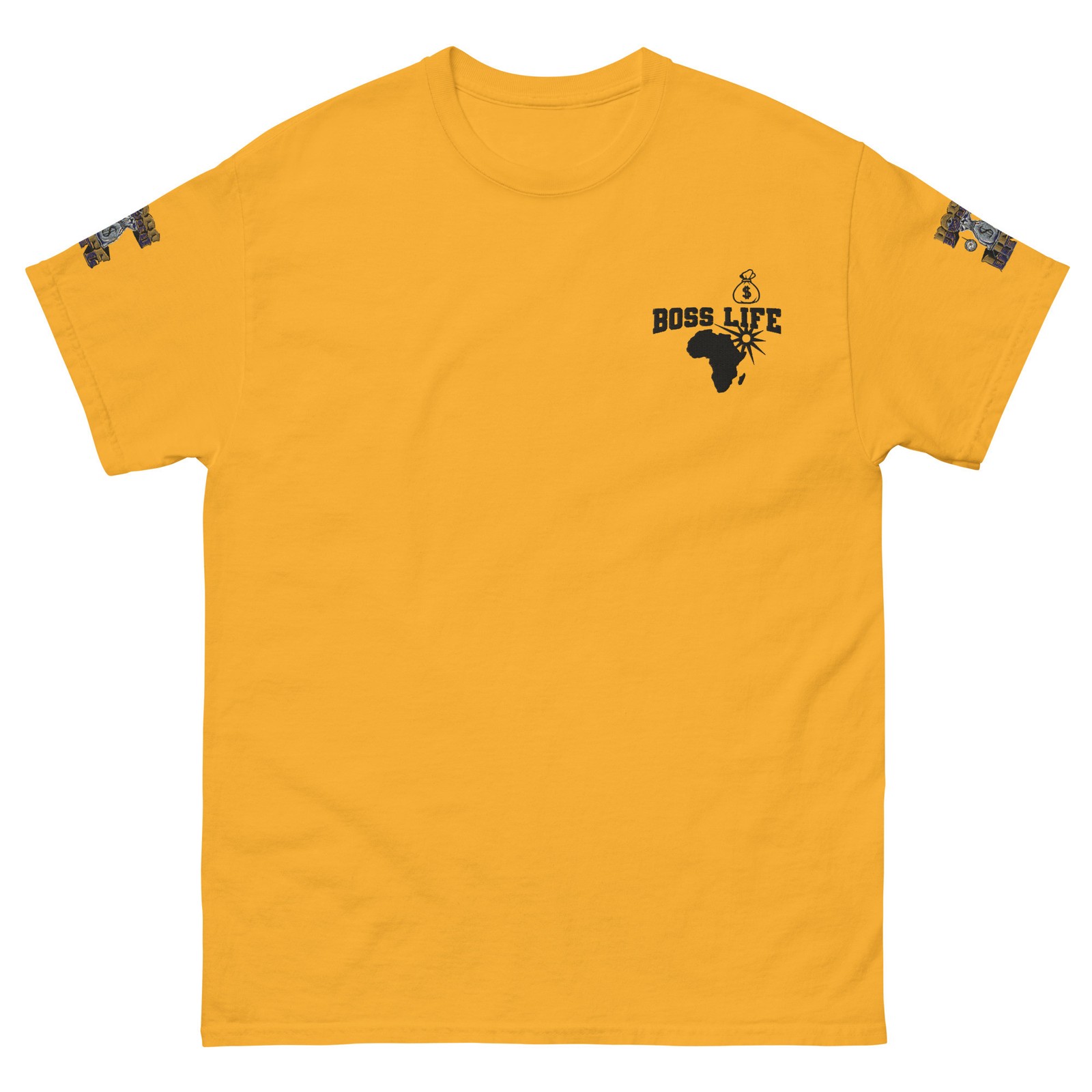 Boss Life african money back signature embroisery sleeve Unisex classic tee