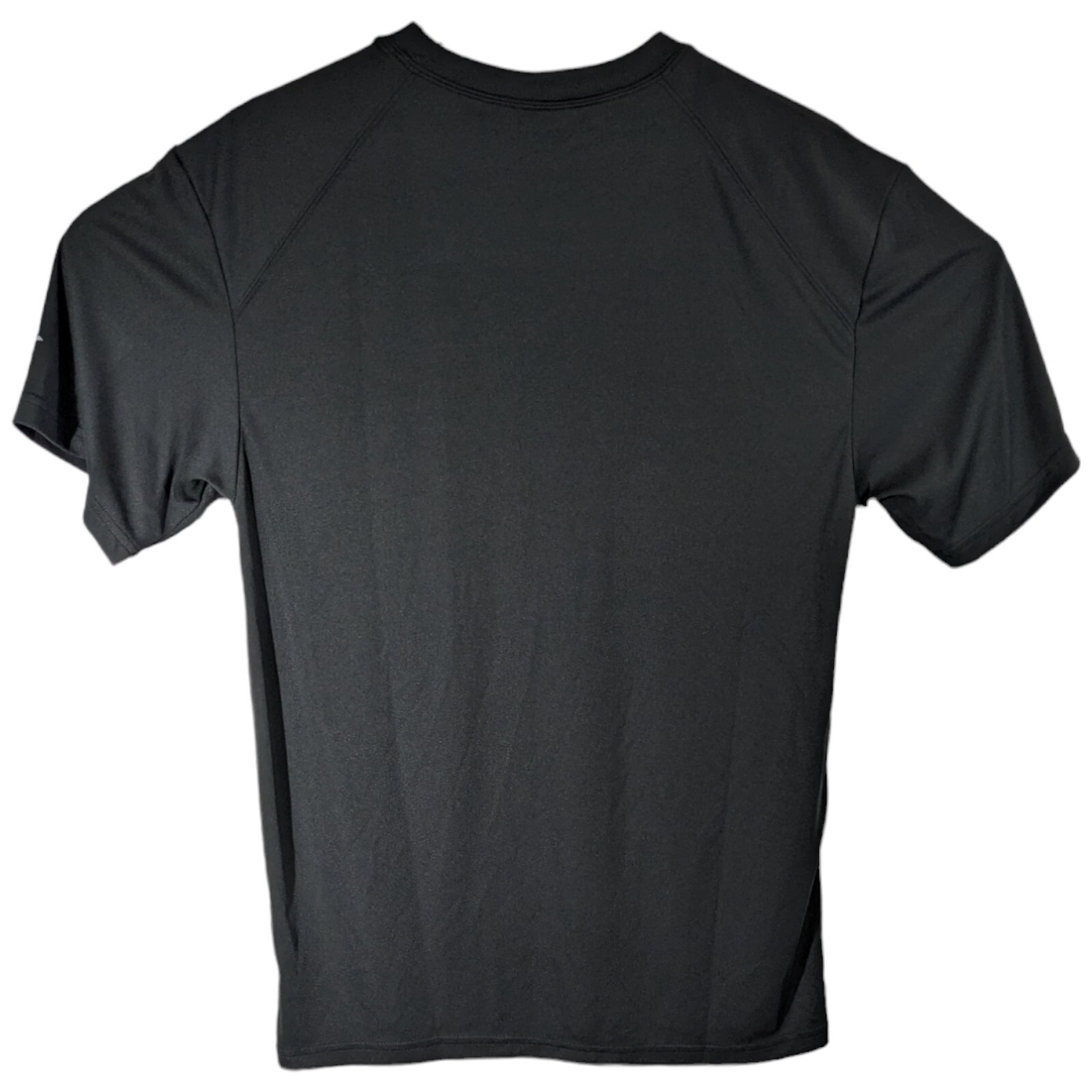 Solid Black Short Sleeve Workout Shirt Mens L Large Polyester Crew Neck Top