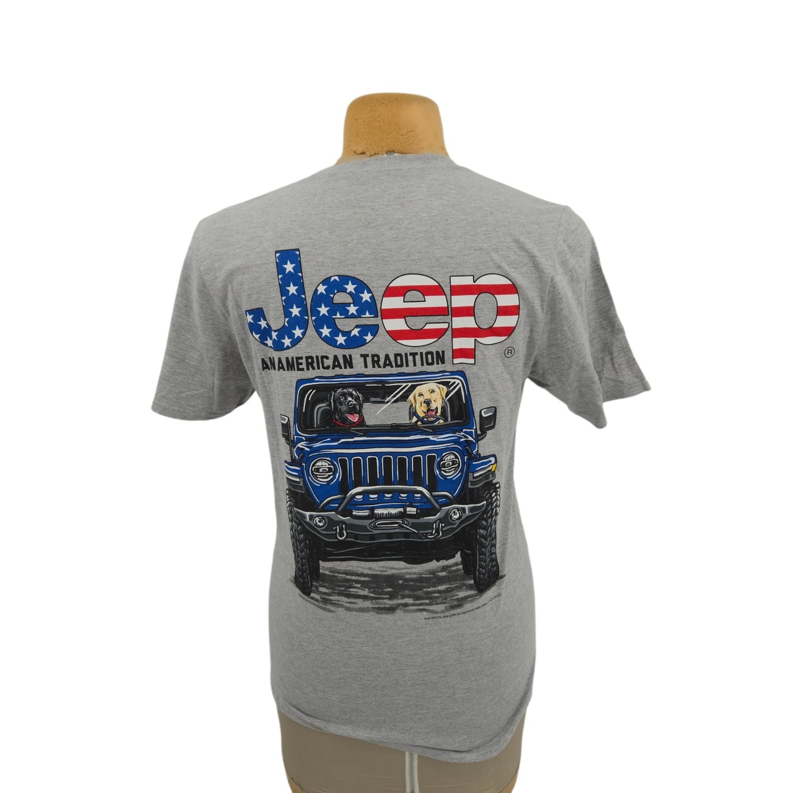 Jeep American Tradition Dog Graphic T-Shirt Gray Mens Medium Jedco Tee