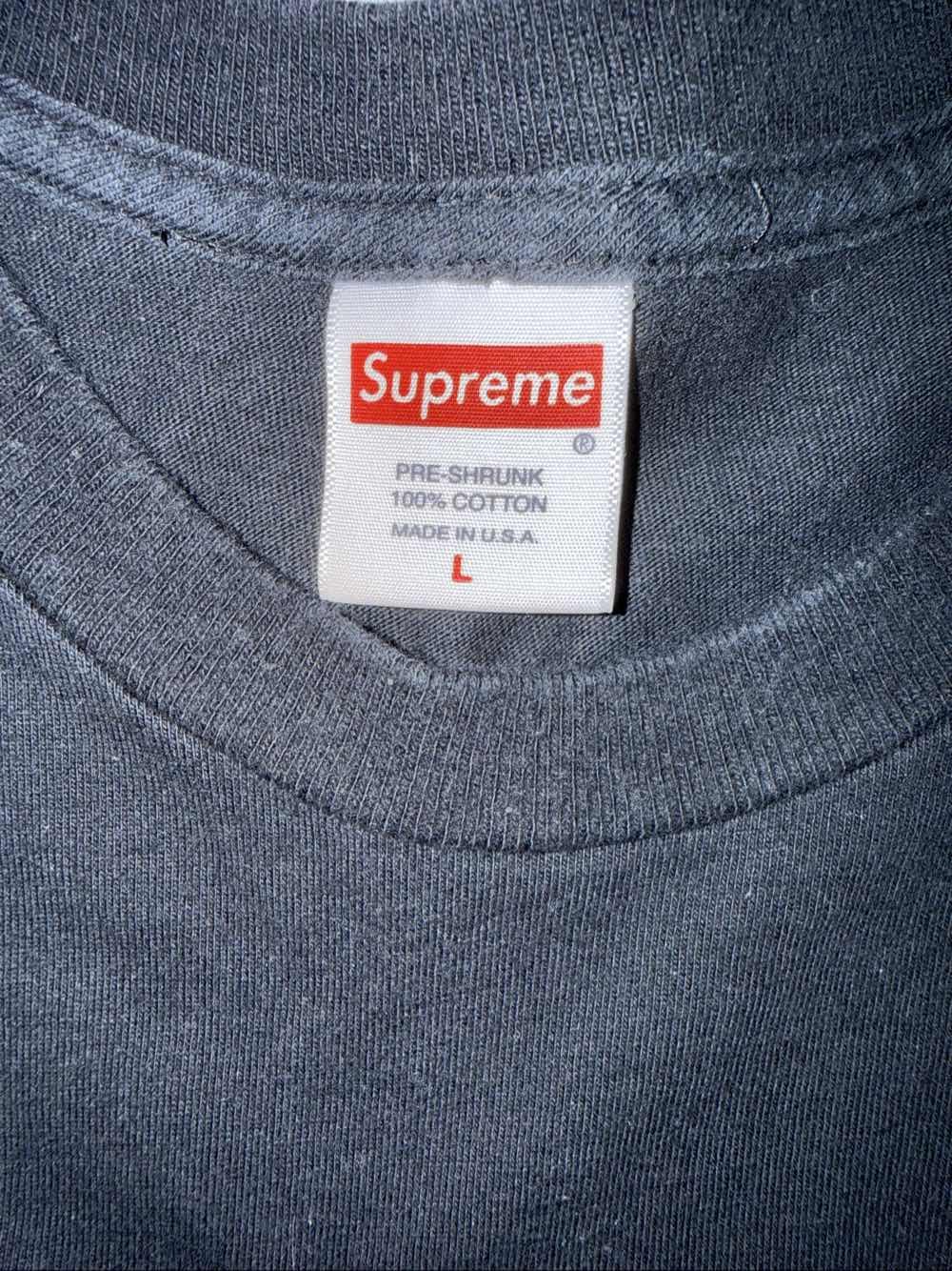 Supreme Logo Stripe SS Tee Black Mens