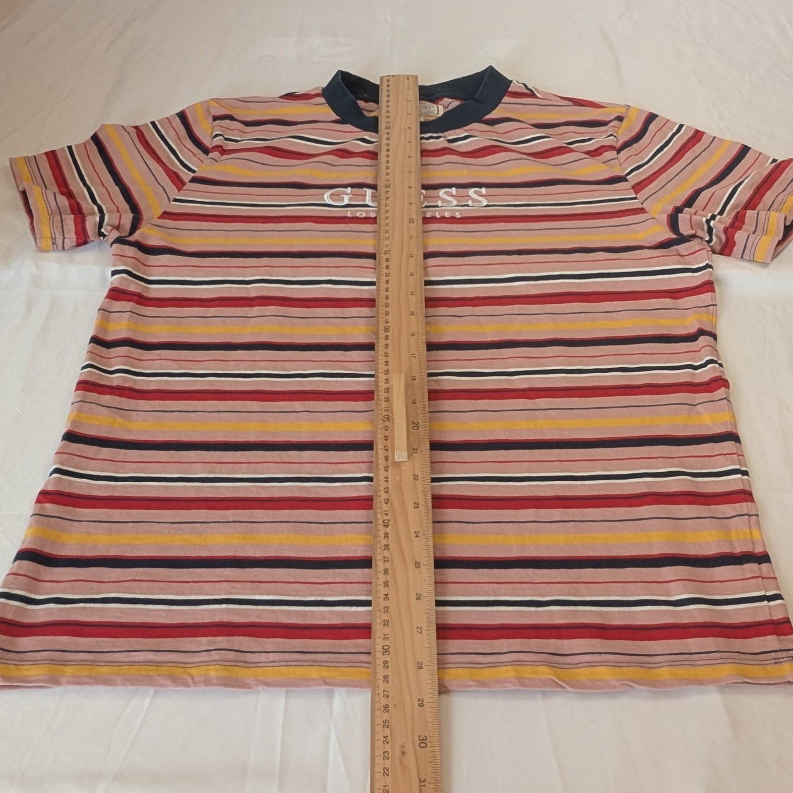 Guess Originals T Shirt Men’s M Striped Logo Crew Neck Multicolour