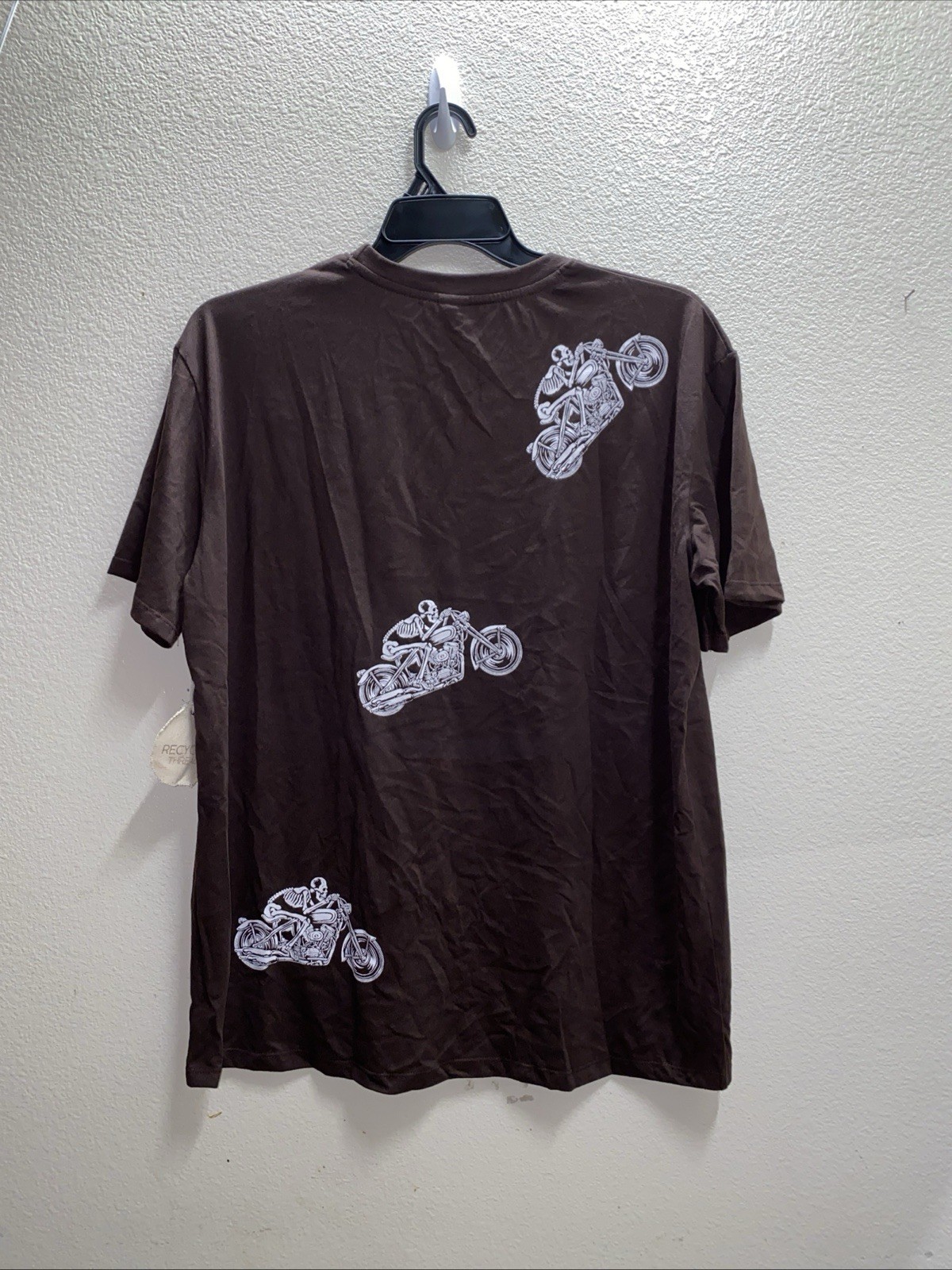 NWT Biker T Shirt Mens XL Brown Skull Rider Motorcycle Live wild and ride free