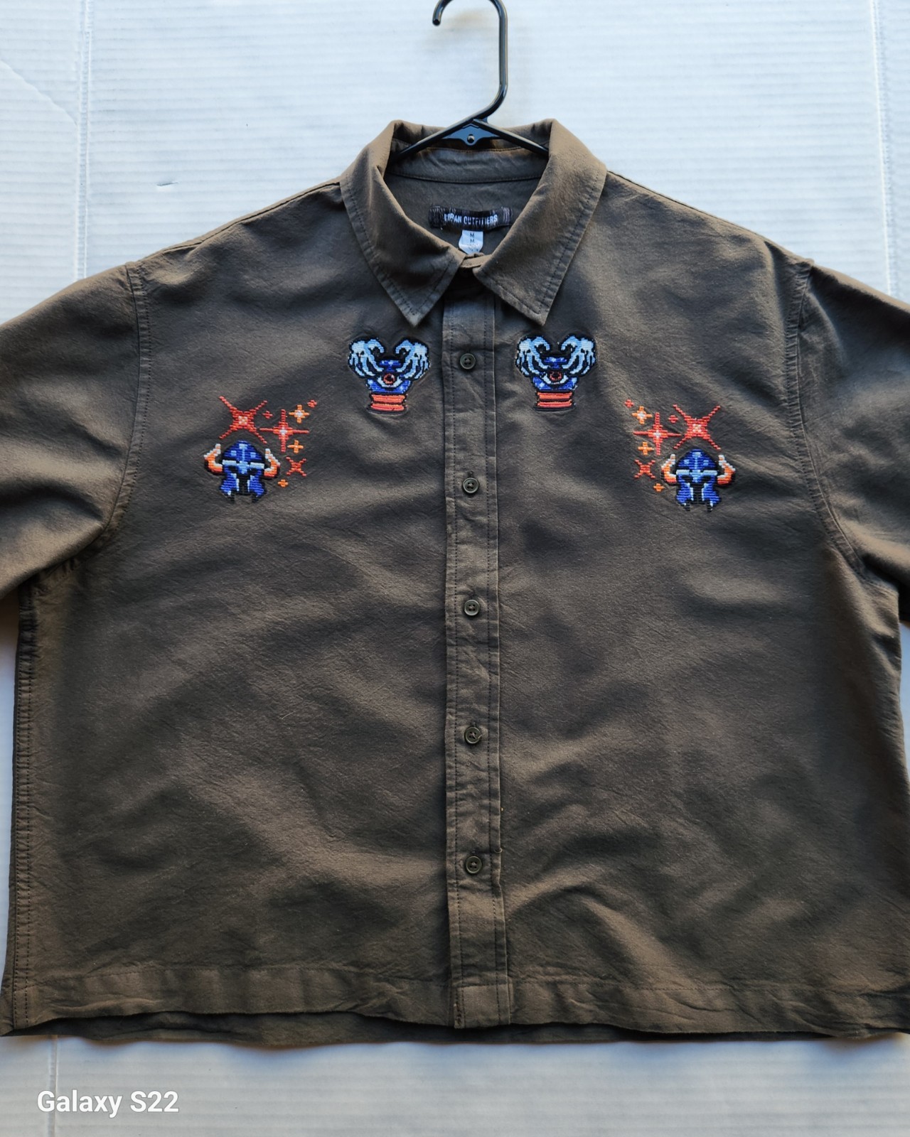 Urban Outfitters Men’s Apparel Dark Olive Woven Top Polo Shirt – Size: Medium