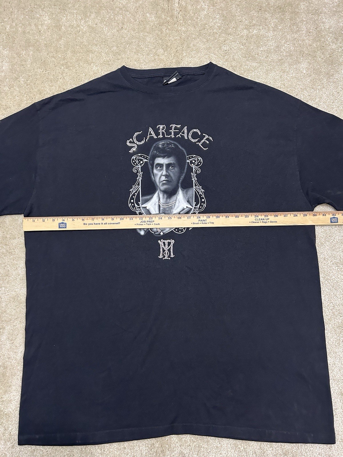 Vintage Scarface Clothing Co Tee Shirt Mens 4XL Black Graphic Print Beaded