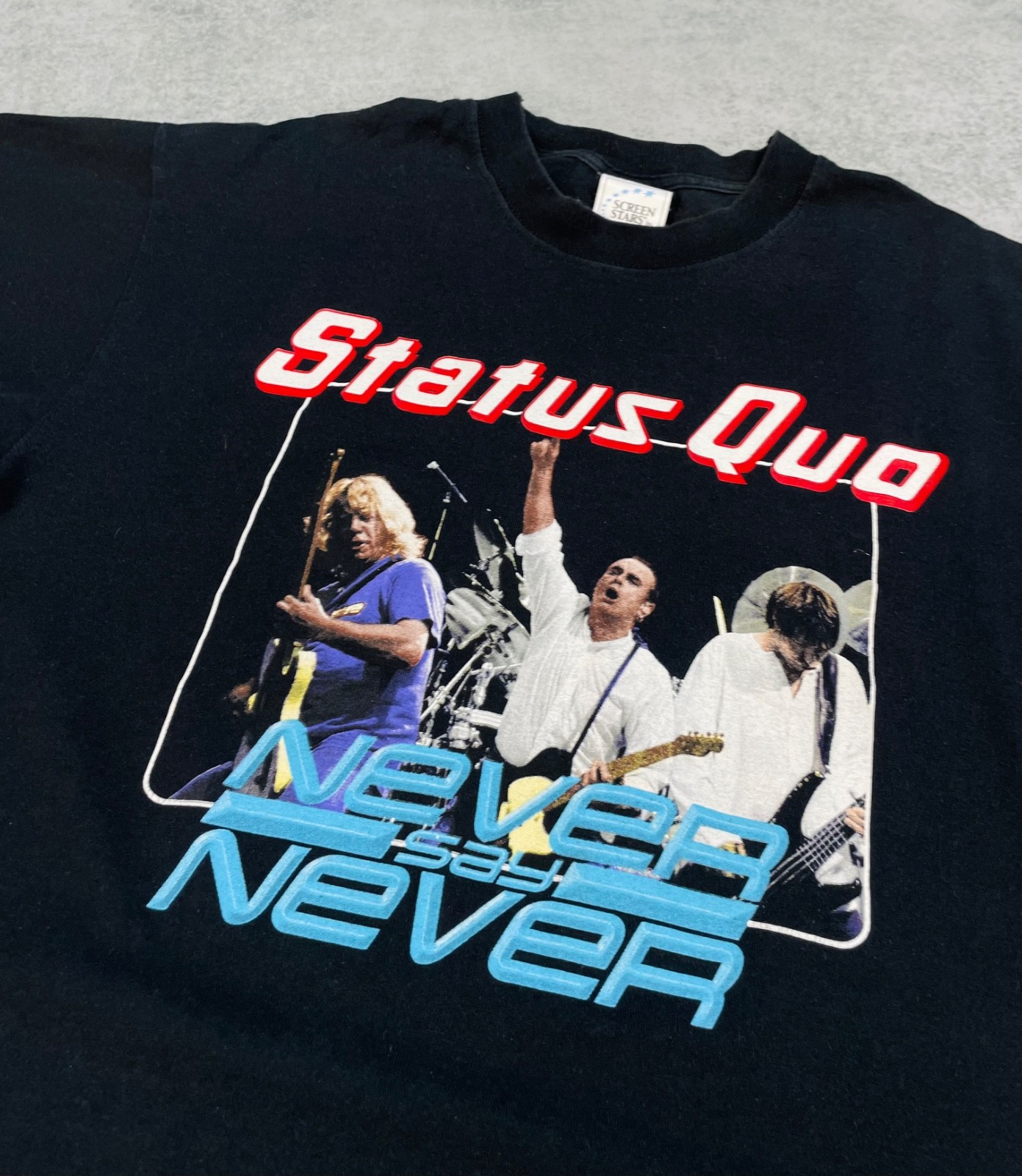 Vintage Status QUE Never Say Never 2001 Tour Band T-Shirt Men’s Size L