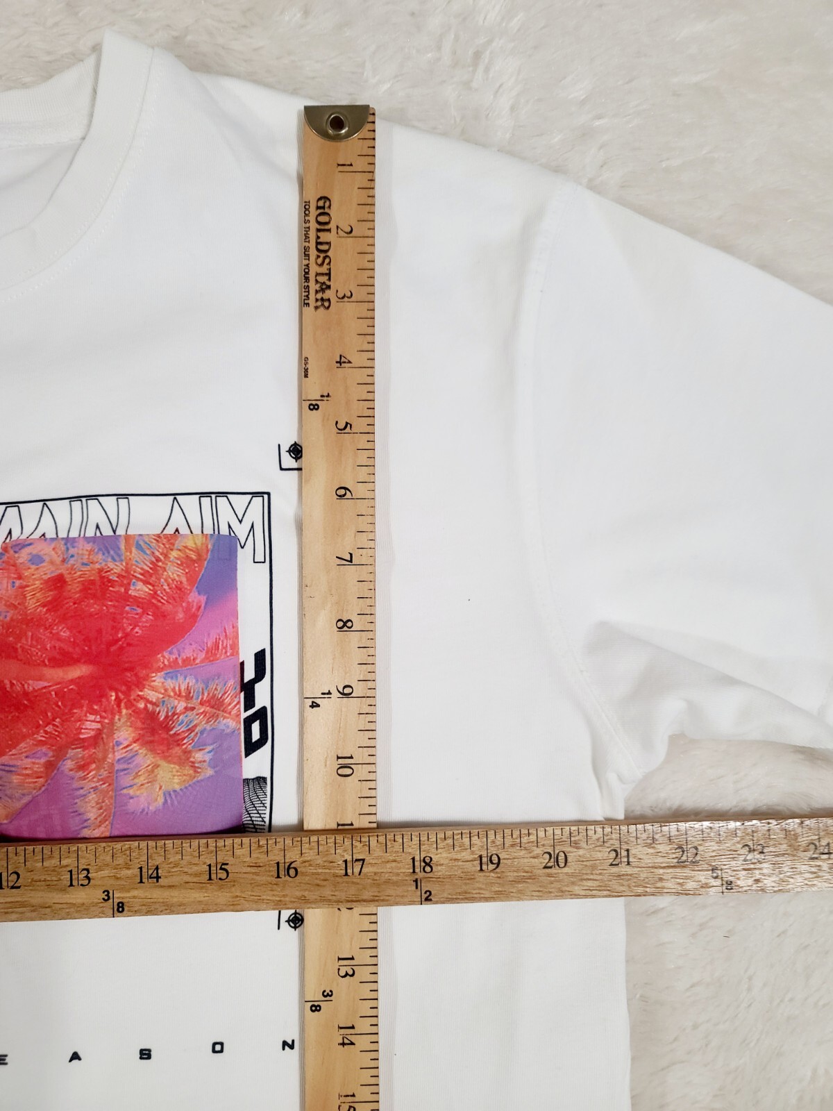 Zara Man Men’s L White Thick Cotton T-Shirt Palm Tree Print & Multiple Logos