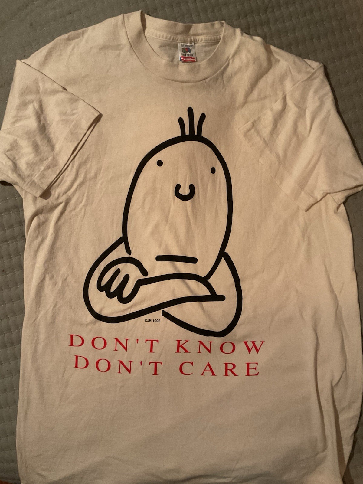 Vintage 1995 Dont Know Dont Care Single Stitch T-Shirt Men’s XL