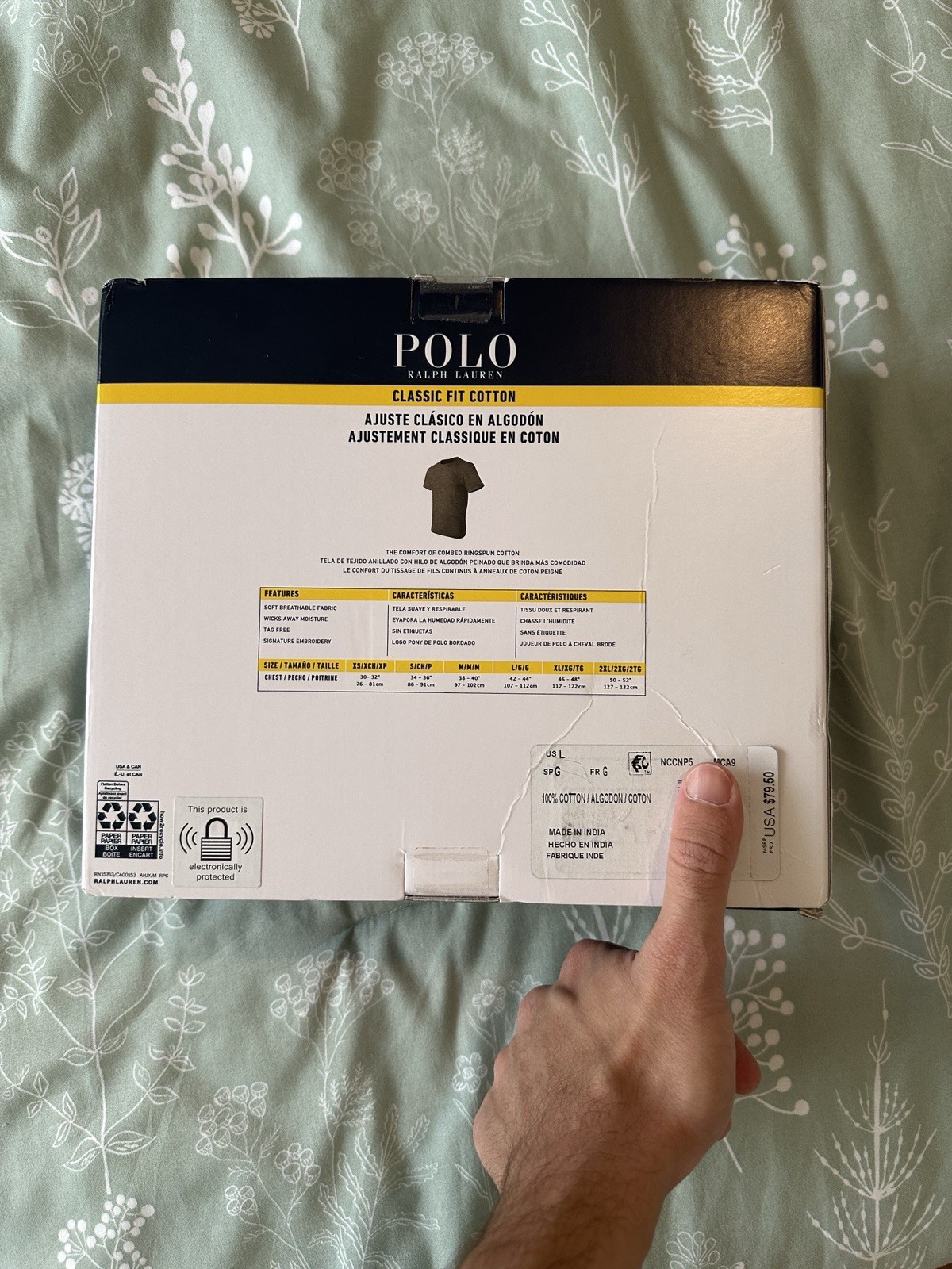 Polo Ralph Lauren 5 Pack Classic Fit Cotton Crew Neck T-Shirts LARGE New
