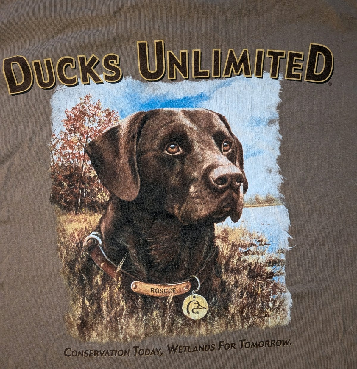 Artisans Ducks Unlimited Brown Dog Sportsman’s Warehouse 90s Cotton Tee 2XL Vtg