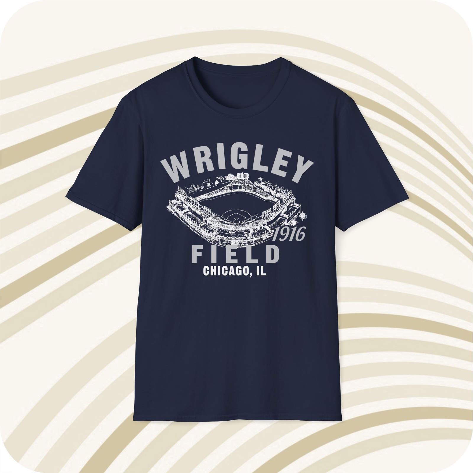 Throwbackmax Wrigley Field 1916 Classic Cut Baseball T-Shirt – Chicago Cubs