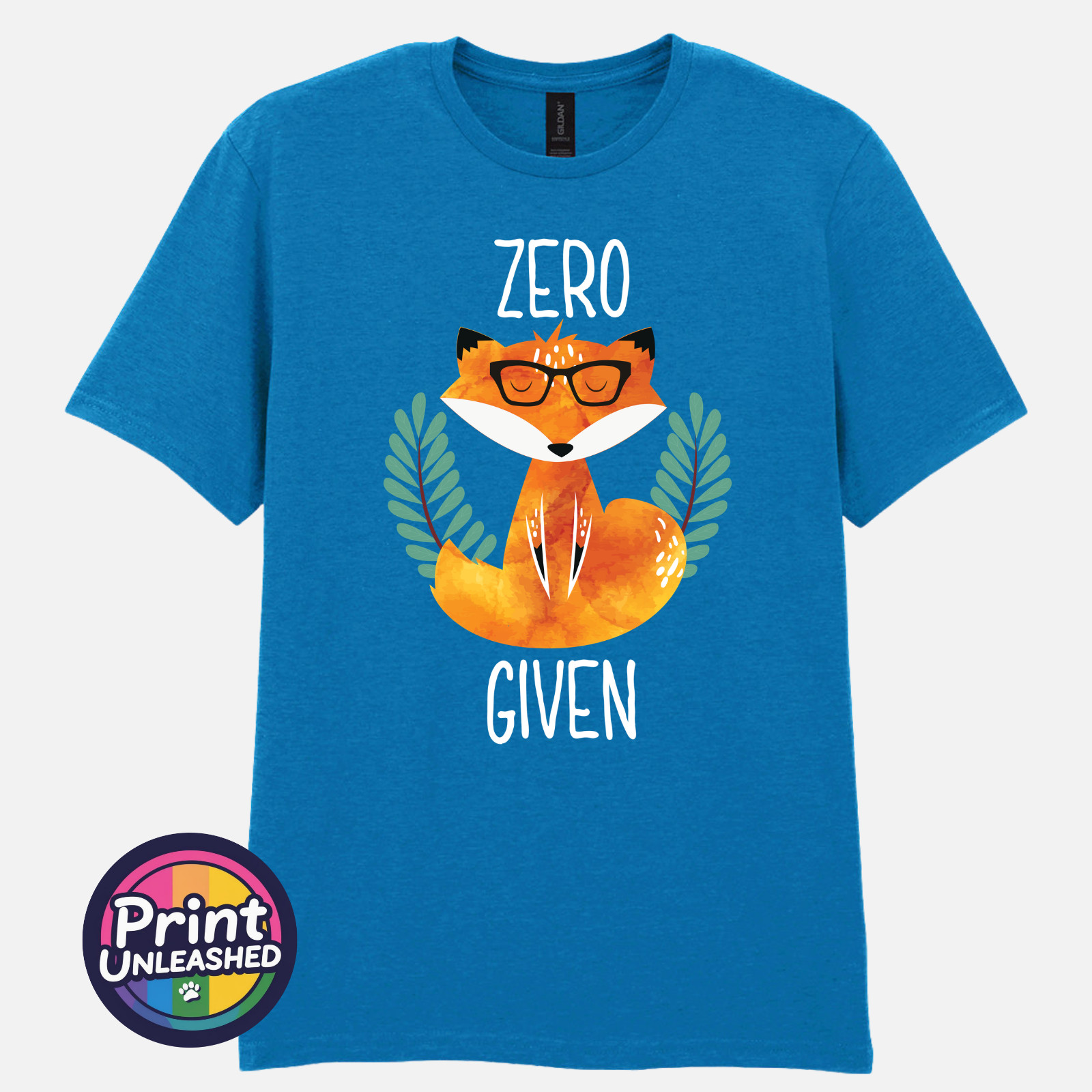 Zero Fox Given Graphic Tee Funny Printed Slogan T-Shirt Zen Fox Print Fun Gift