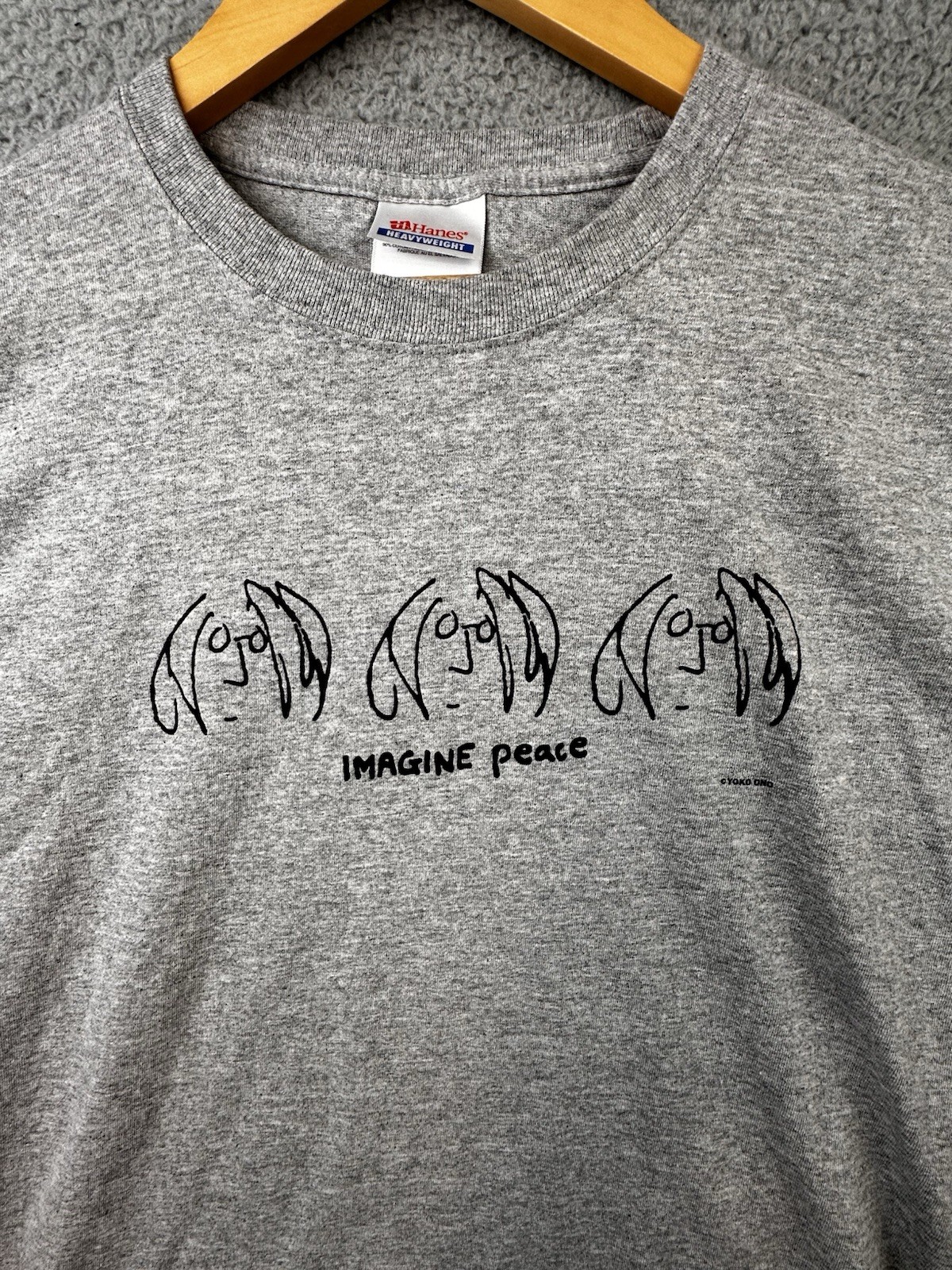 VTG 90s John Lennon The Beatles Caricature Yoko Ono Imagine Peace T Shirt Large