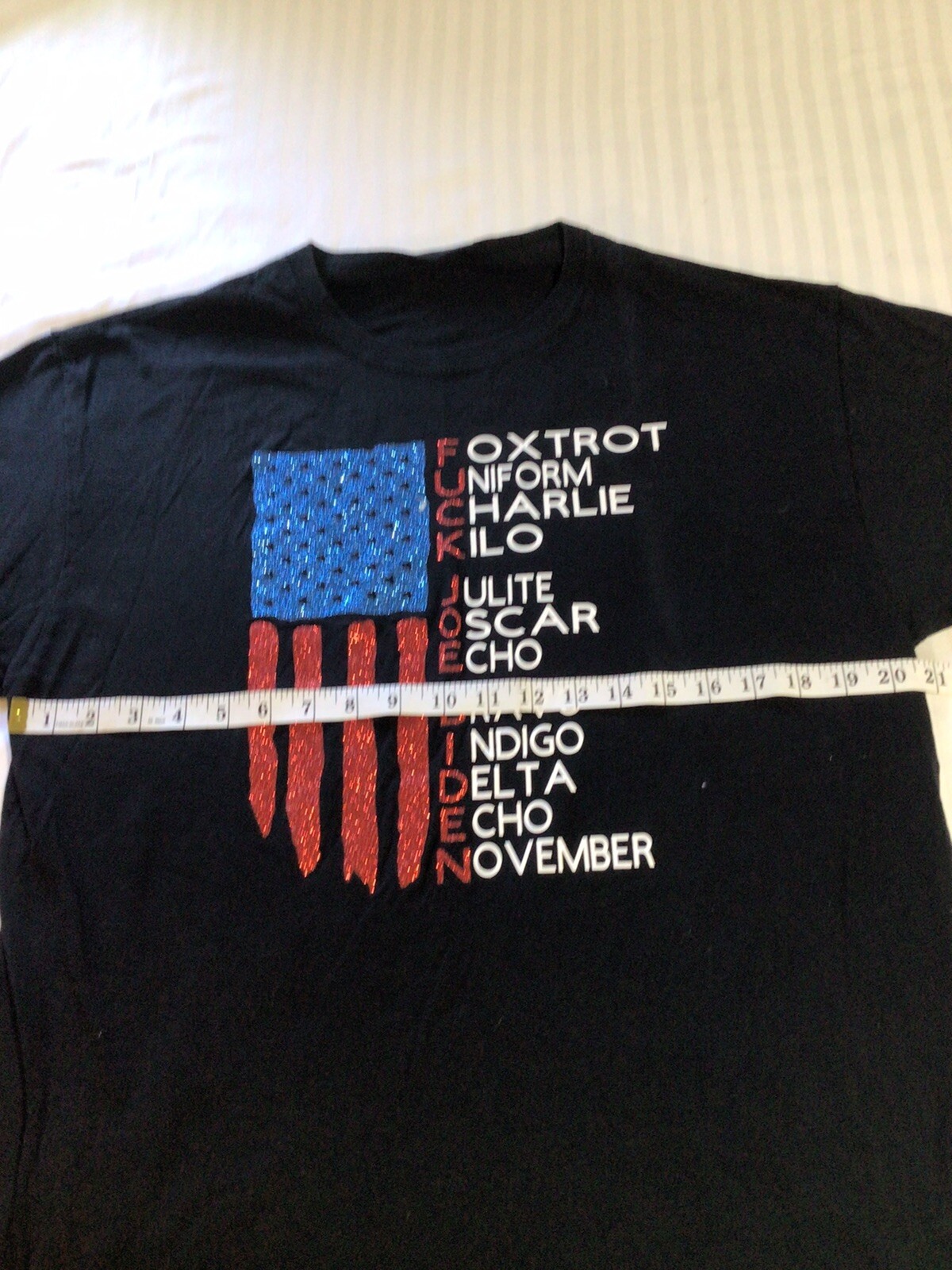 Funny Joe Biden F*@k Joe Biden Anti Biden Conservative Glitter Flag T-Shirt SZ L
