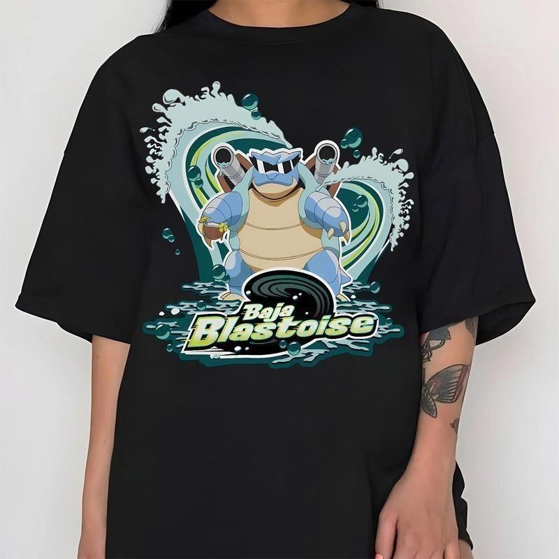 Vintage Blastoise Pokemon Trendy Anime Graphic For Fans Cotton Unisex Tee