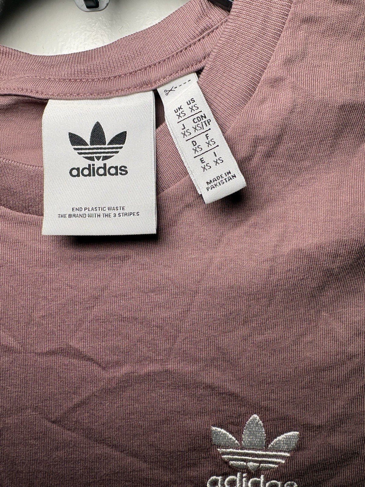 adidas Trefoil Logo Embroidered Crew Neck Tee Purple XS