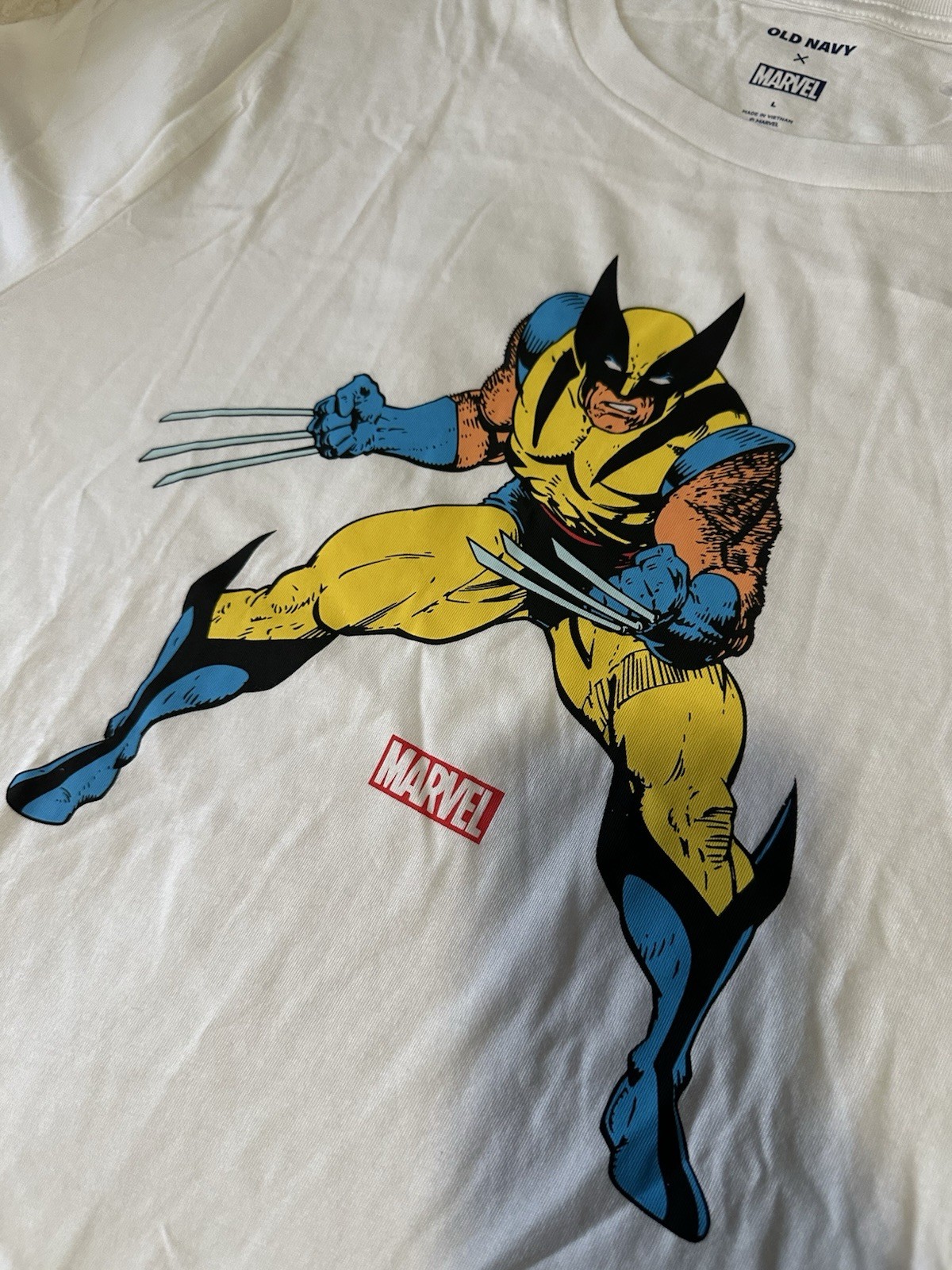 Old Navy x Marvel Wolverine White Graphic Print Logo Men’s Crew Neck T-Shirt L
