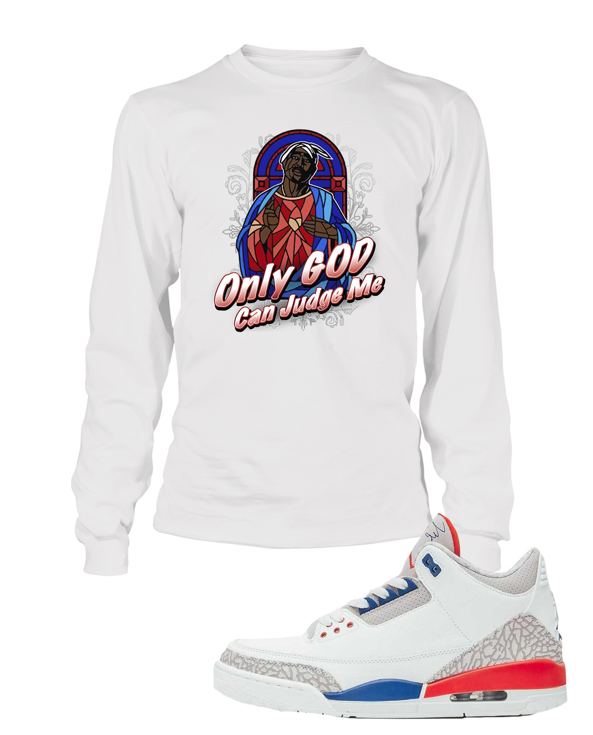 2Pac Tee Mens Graphic T Shirt Big Tall Sm-7XL Long Sleeve White