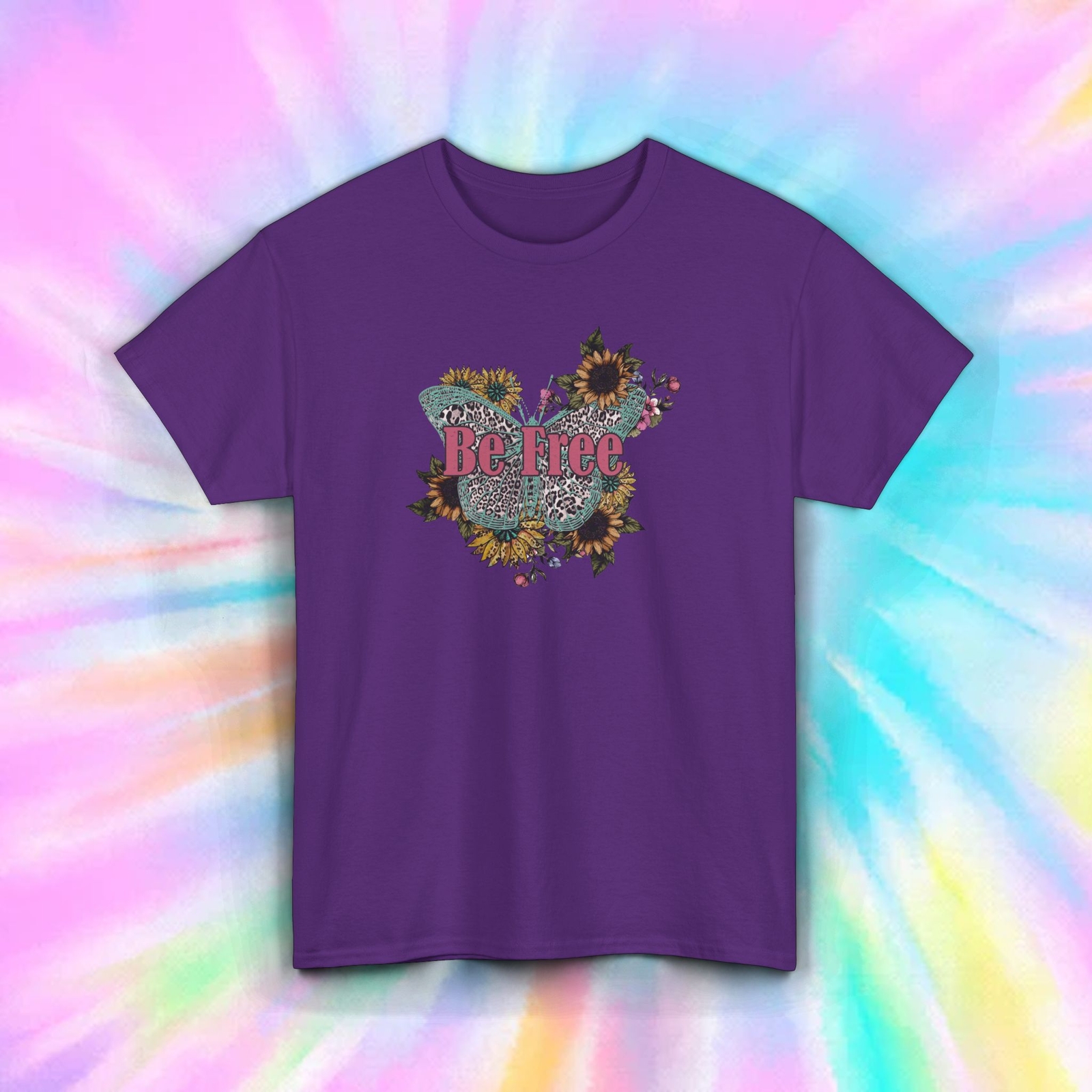 Be Free Butterfly Sunflower T-Shirt Boho Floral Inspirational Cute Tee S-5XL
