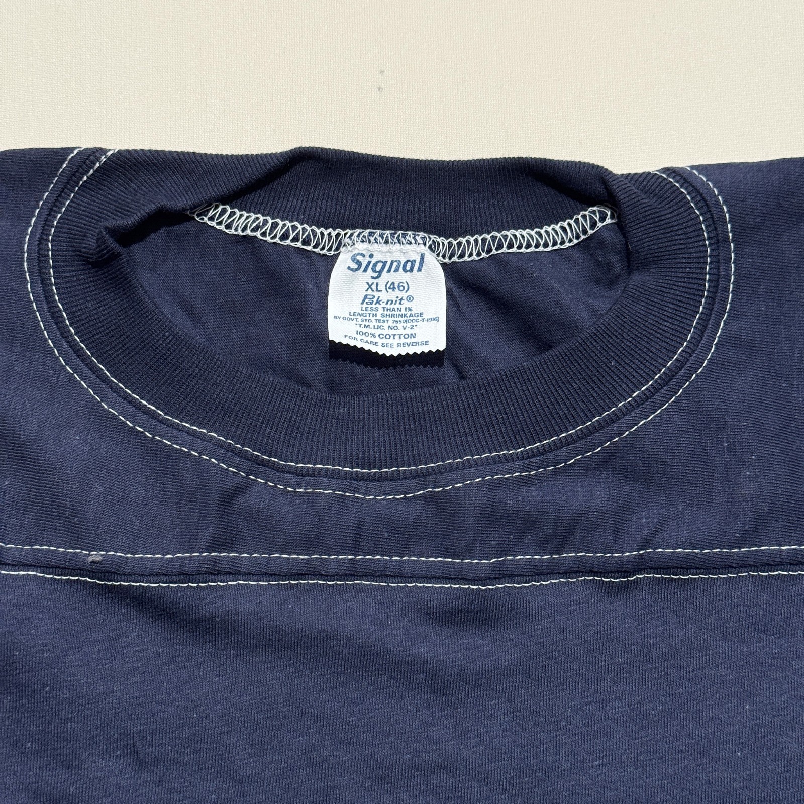Vintage Signal Adult XL (46) Navy Blue Football Cotton T-Shirt NOS