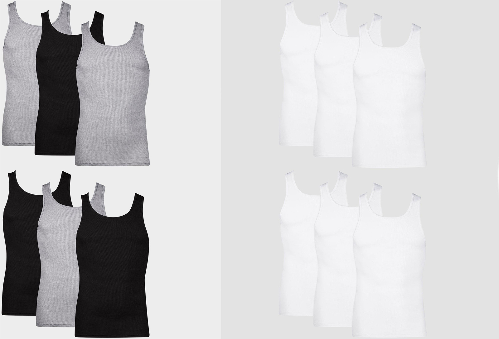 Hanes Men’s Ribbed Moisture-Wicking Tank Top Undershirt (6 Pack)