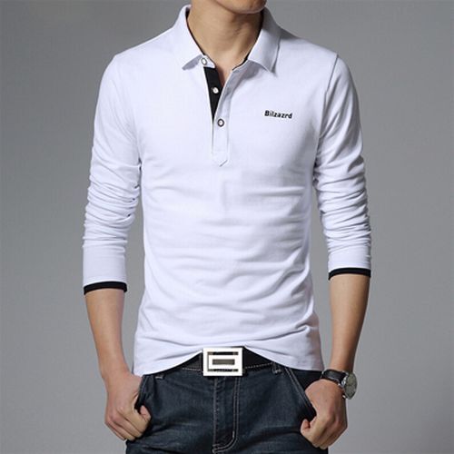 Letter Print Polo Shirt – Men’s Long Sleeve Slim Fit Tees Hip Hop Top Fashion