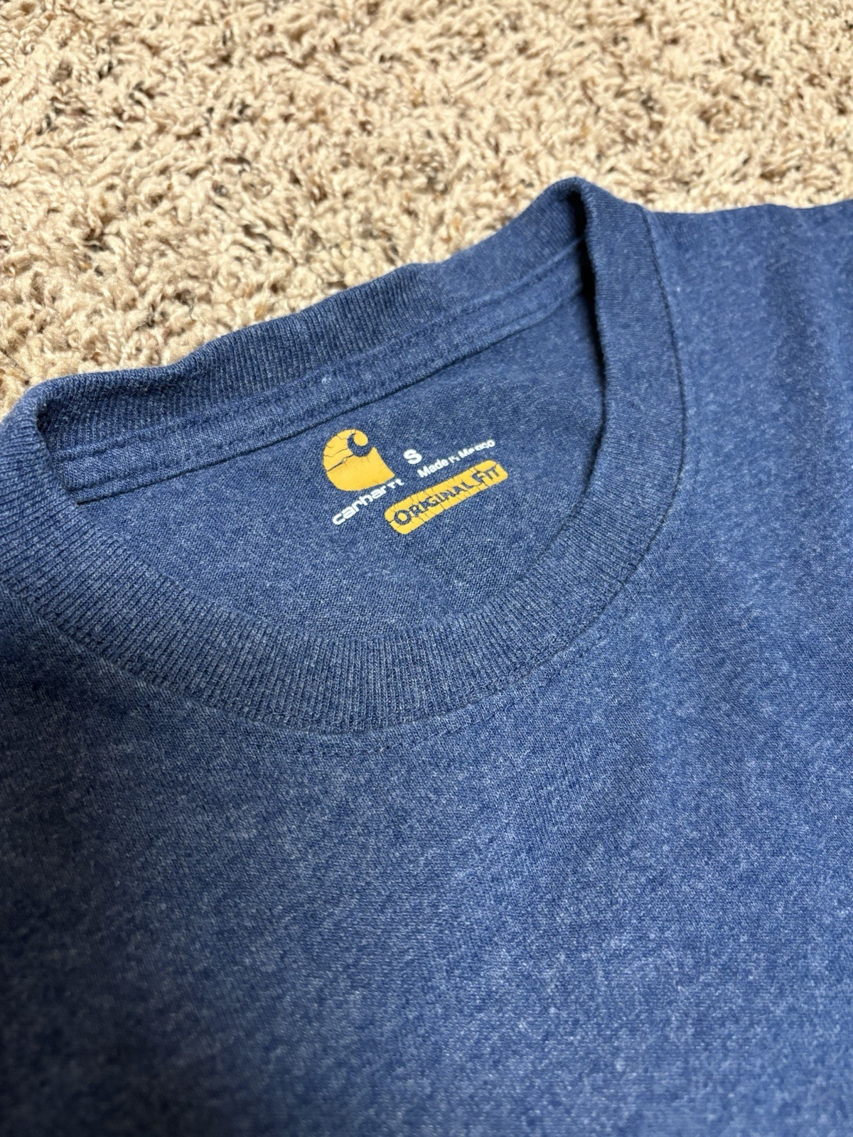 Carhartt K87 Men’s S Blue Pocket Tee Crew Neck Short Sleeve Regular Fit
