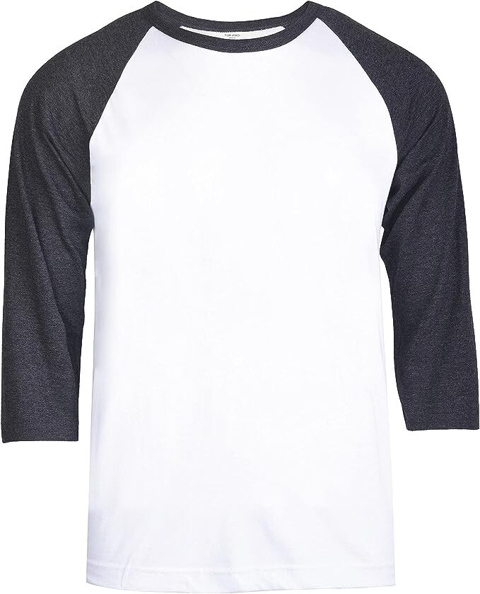TOP PRO Men’s 3/4 Sleeve Casual Raglan Jersey Baseball Tee Shirt (M / C.GR/WHT)
