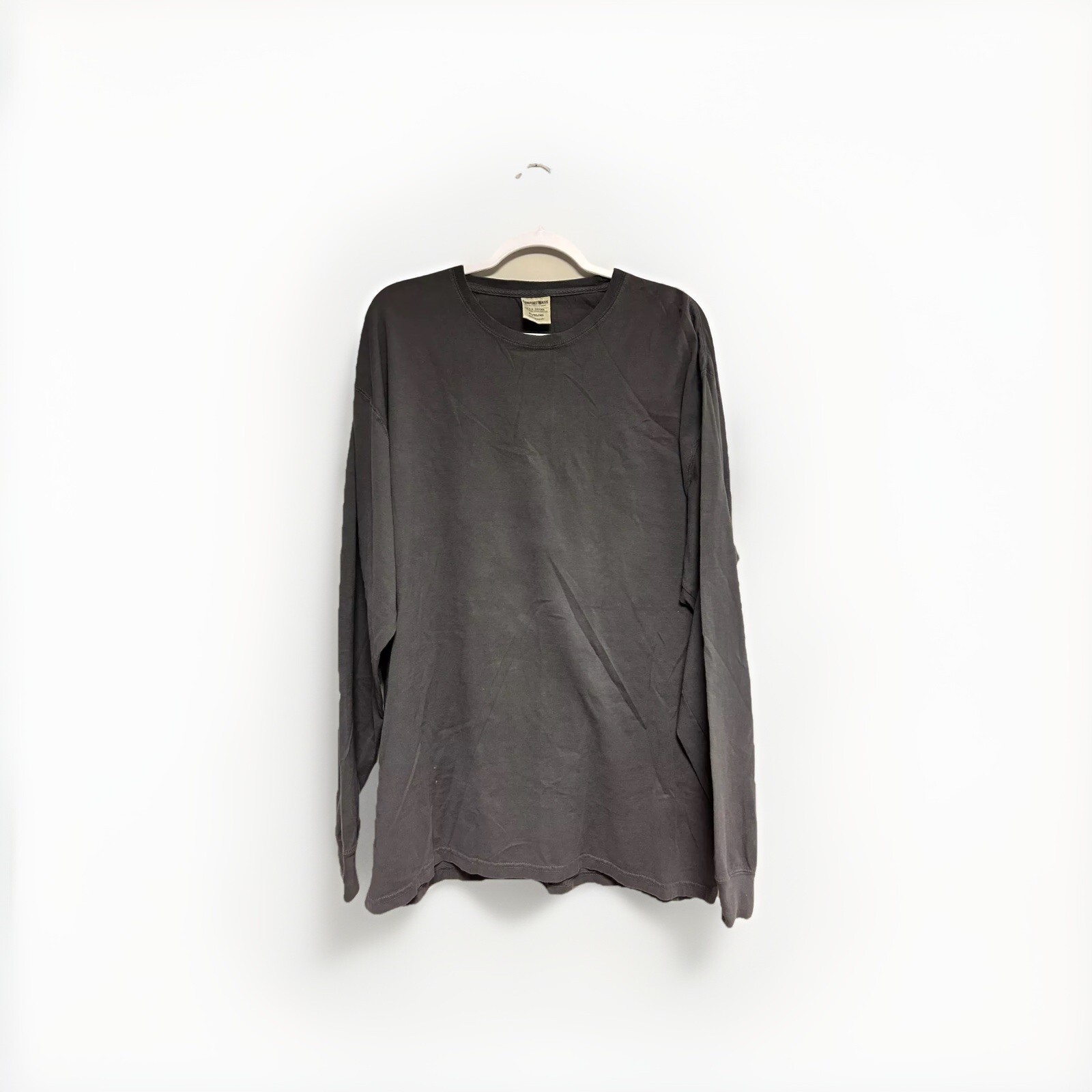 ComfortWash by Hanes Adult Long Sleeve Dark Gray Size XL Ring Spun Cotton
