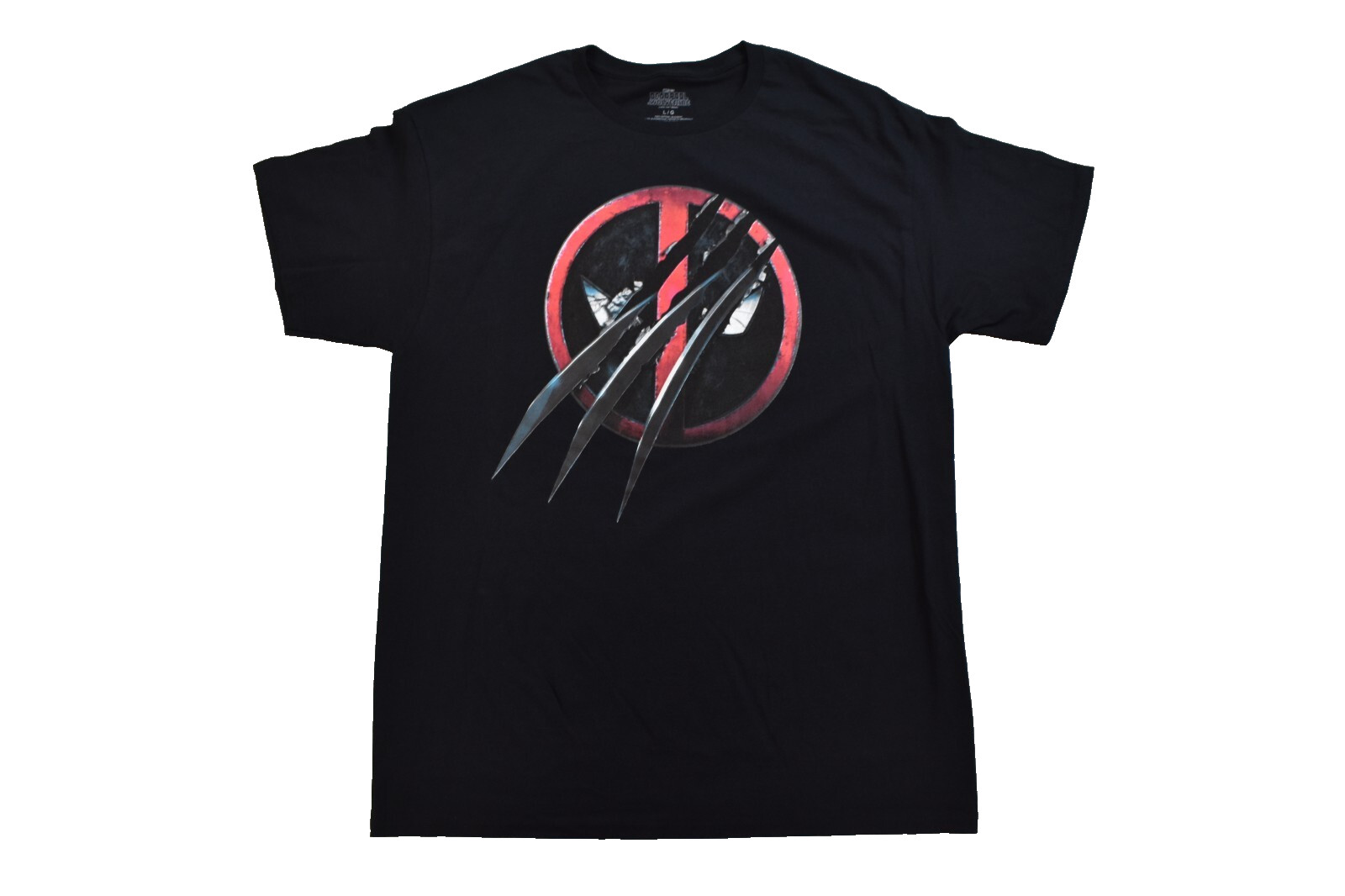 Marvel Deadpool Wolverine Mens Slashed Icon With Claws Black Shirt New Medium