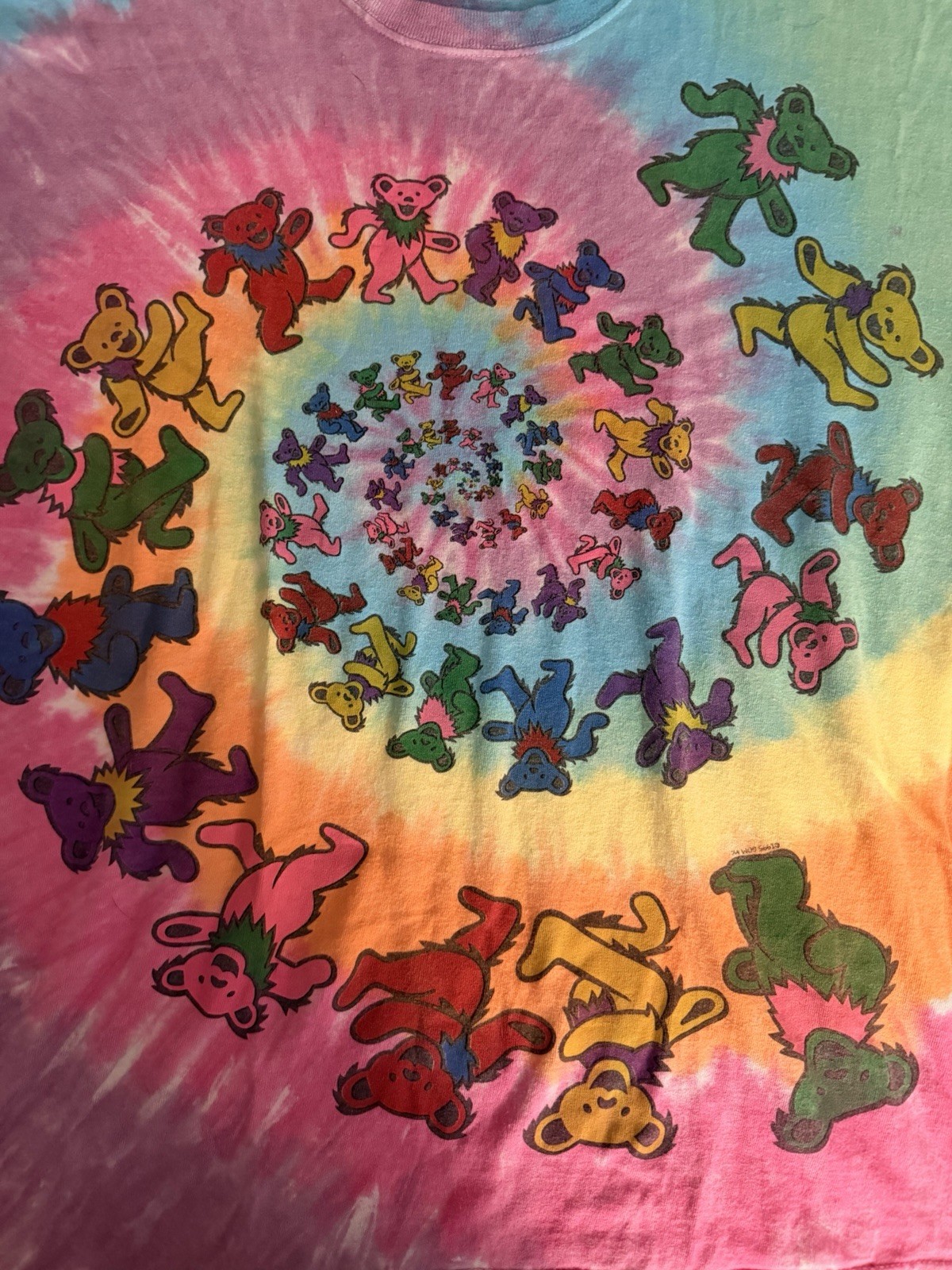 Liquid Blue Grateful Dead Spiral Bears Tie Dye TShirt Large See Desc For Sizing