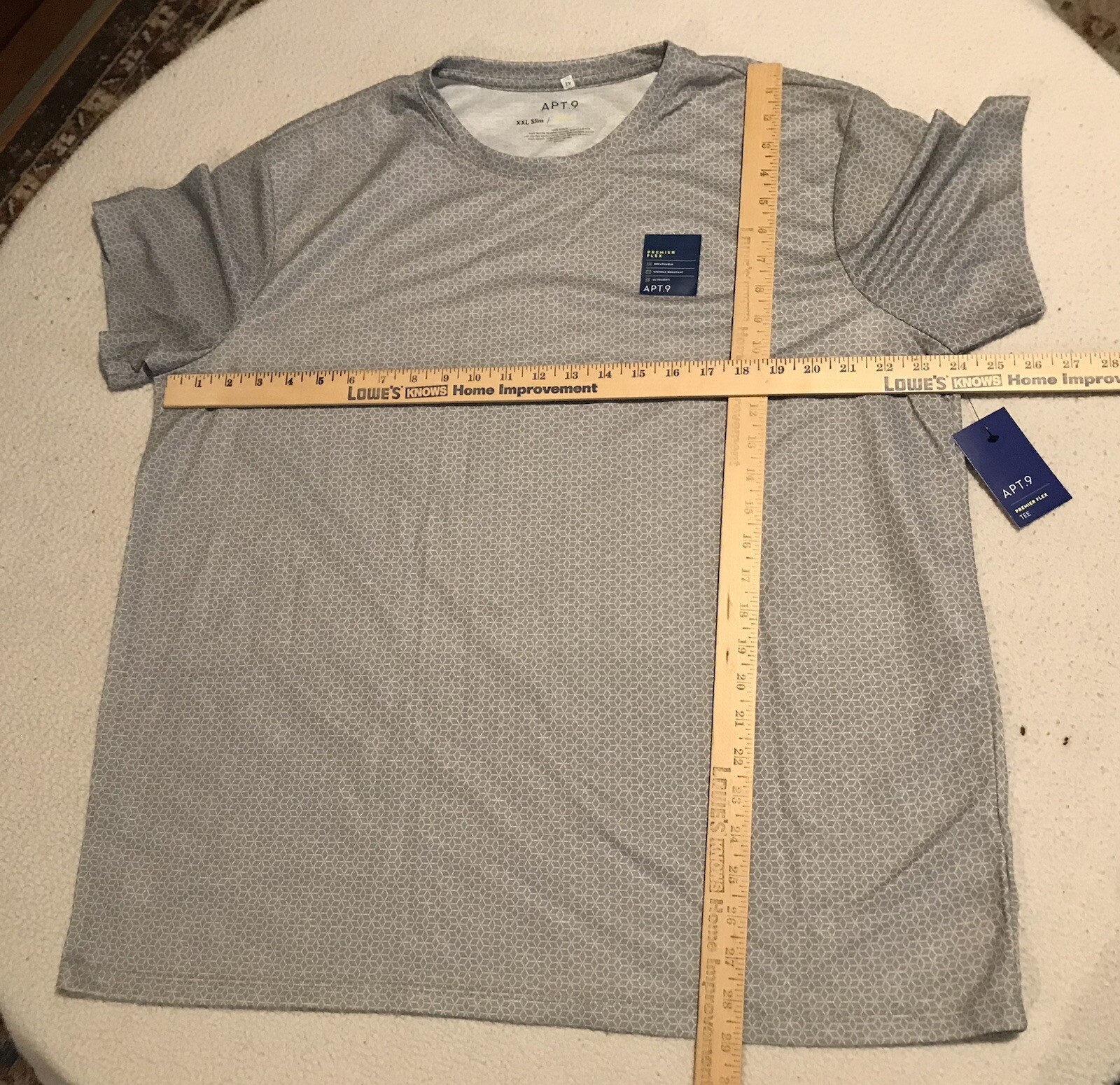 APT. 9 Premier Flex Tee Stretch Soft Short Sleeve T-Shirt Gray Hexagon 2XL G2