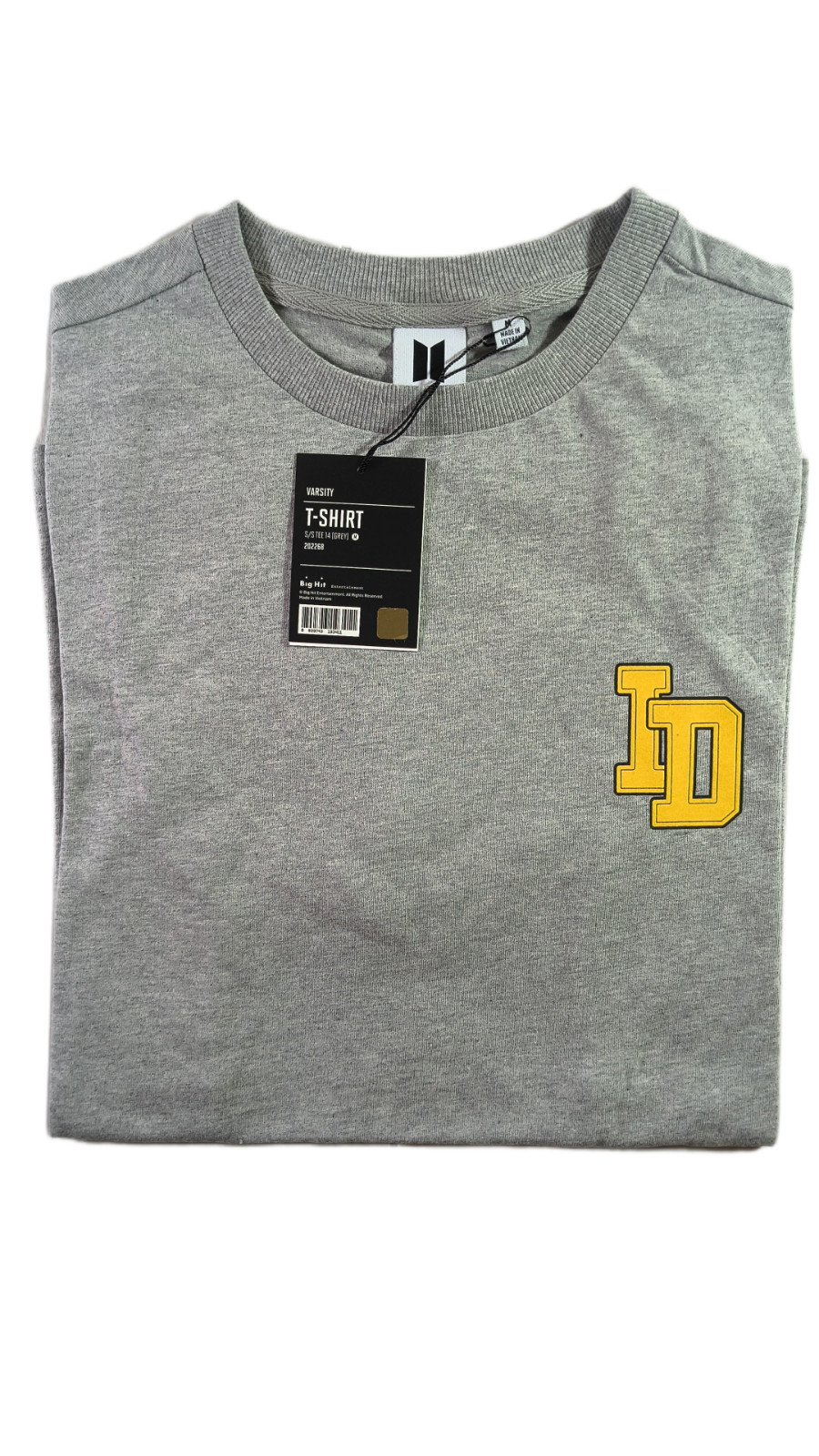 NWT BTS Varsity S/S Tee 14 Grey Kpop Big Hit Official Merch ID T 30/06/26/A