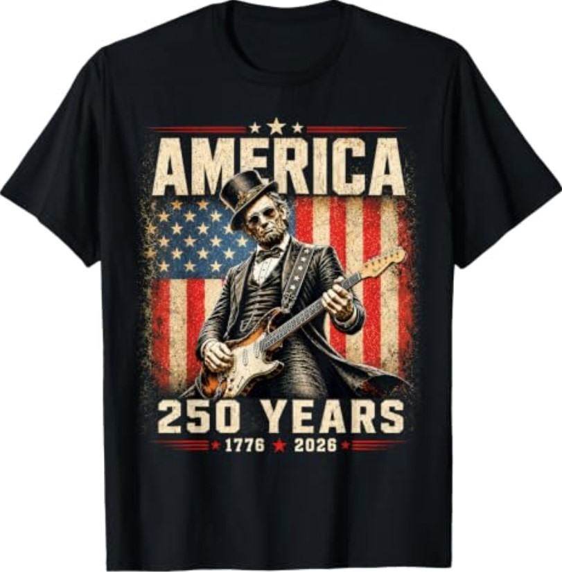 Abraham Lincoln Playing Guitar 4th of July T-Shirt