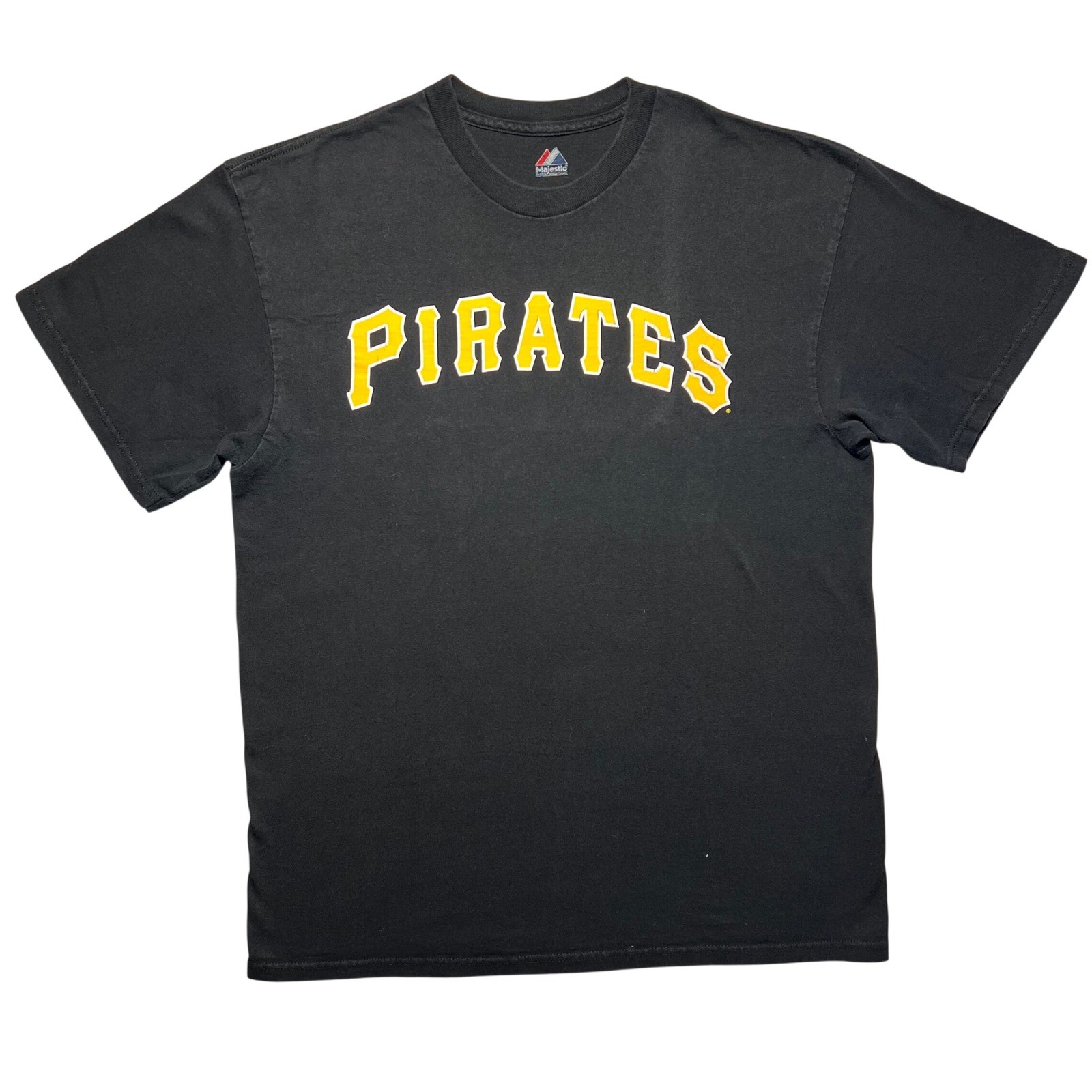 Majestic Pittsburgh Pirates T Shirt Mens L Black Y2K MLB Baseball Cotton Tee