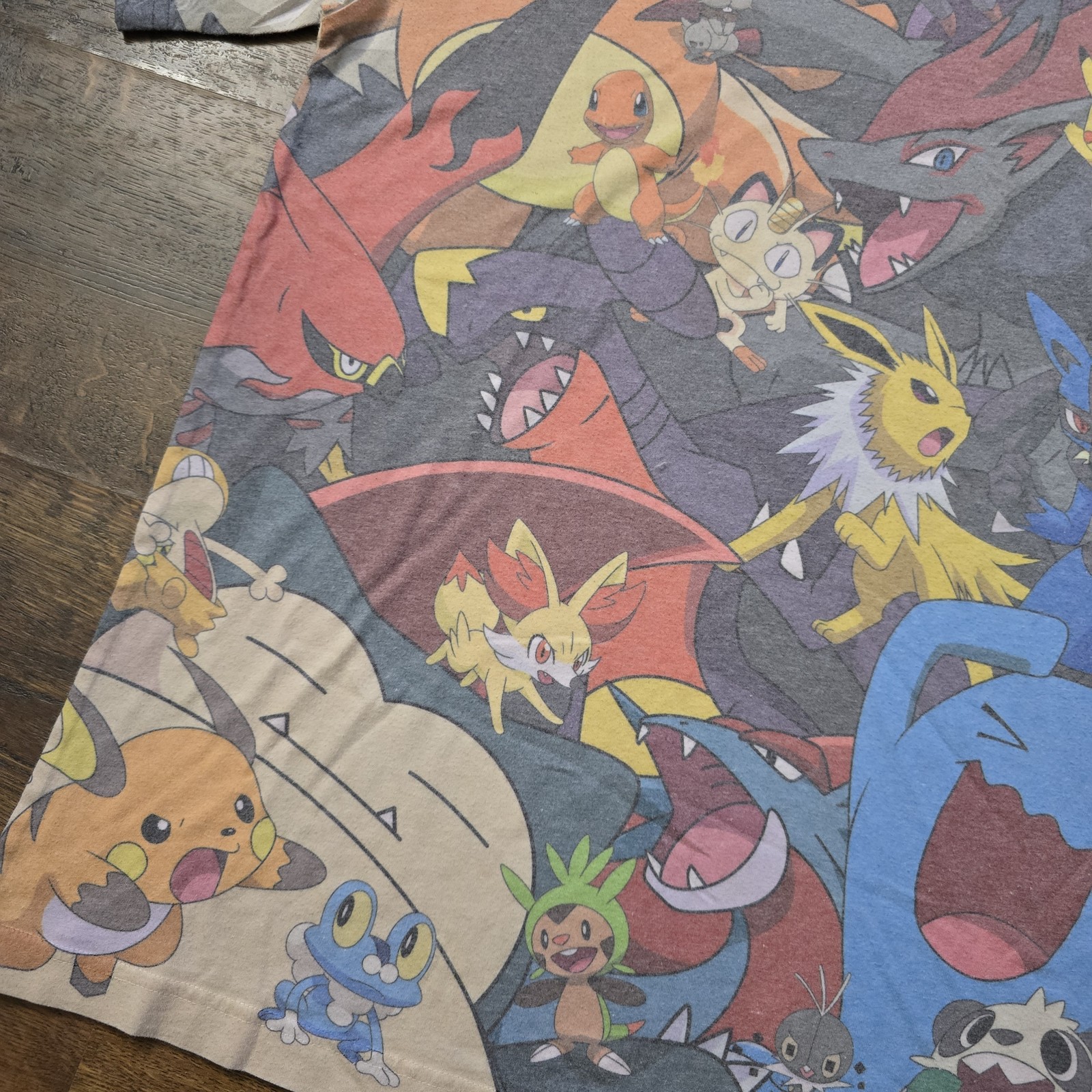 Pokemon Shirt Mens Medium Multicolor All Over Print Character Graphic Tee AOP