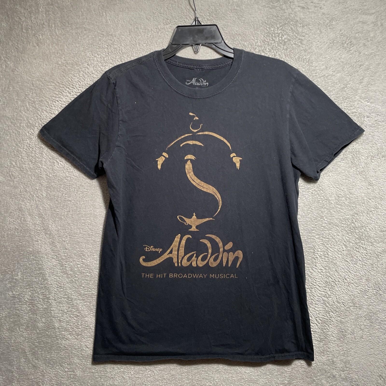 Disney Adult Aladdin Play Shirt Geometric Black Medium Cotton Short Sleeve