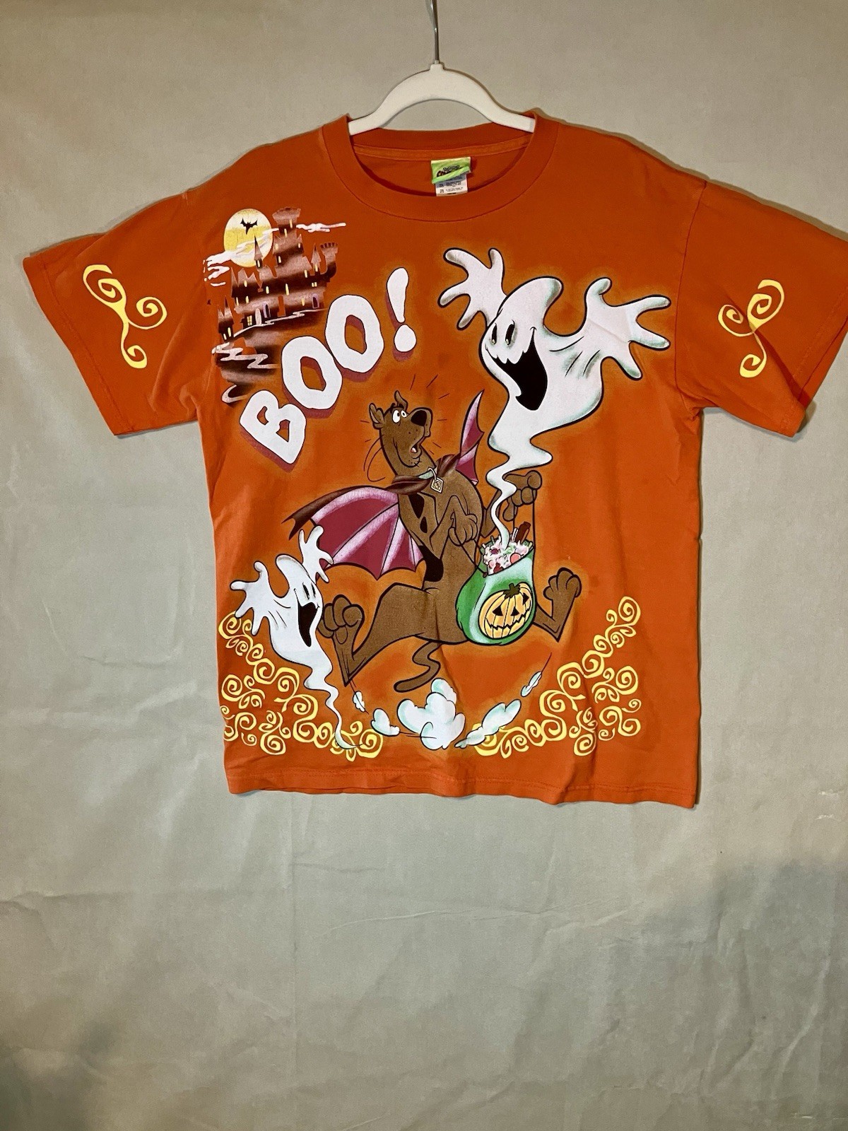 Vintage Scooby-Doo Shirt Mens Med Orange Halloween Graphic Tee Cartoon Network