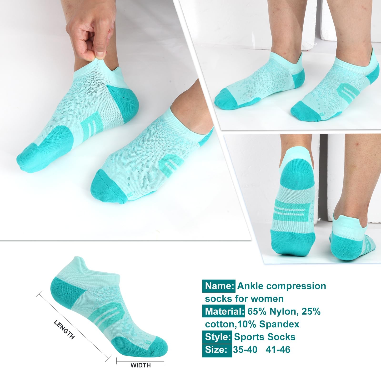 Womens Ankle Compression Socks with Arch Support Athletic Low cut Running Soc…