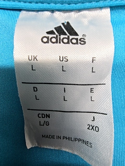 Adidas Soccer Jersey Mens Light Blue Size L Long Sleeve Striped Athletic