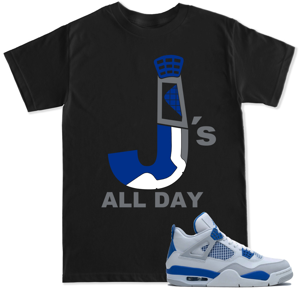 T Shirt or Tank top to match with Air Js RETRO 4 Military Blue Shoes