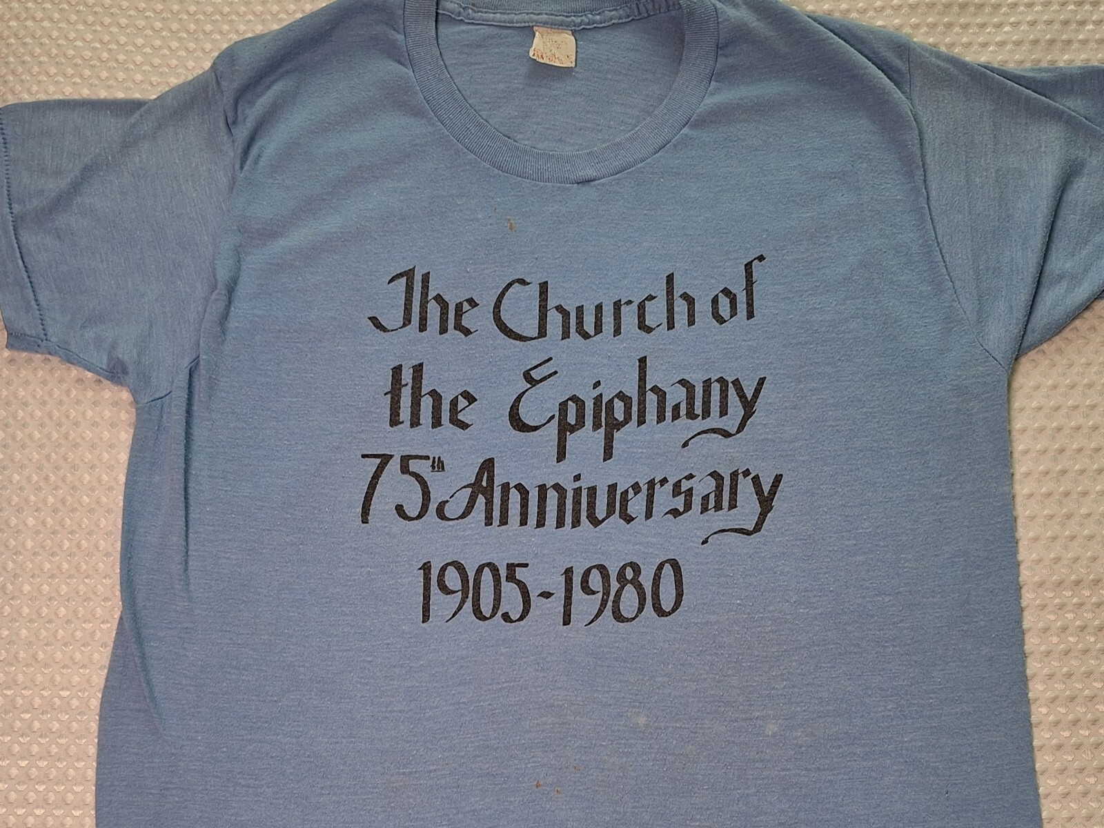 Vintage 1980 Church of Epiphany 75th Anniversary Light Blue T-shirt Size XL