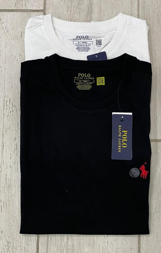 Polo Ralph Lauren Men’s Classic-Fit Crewneck T-Shirt Black & White -S,M,L,XL,XXL