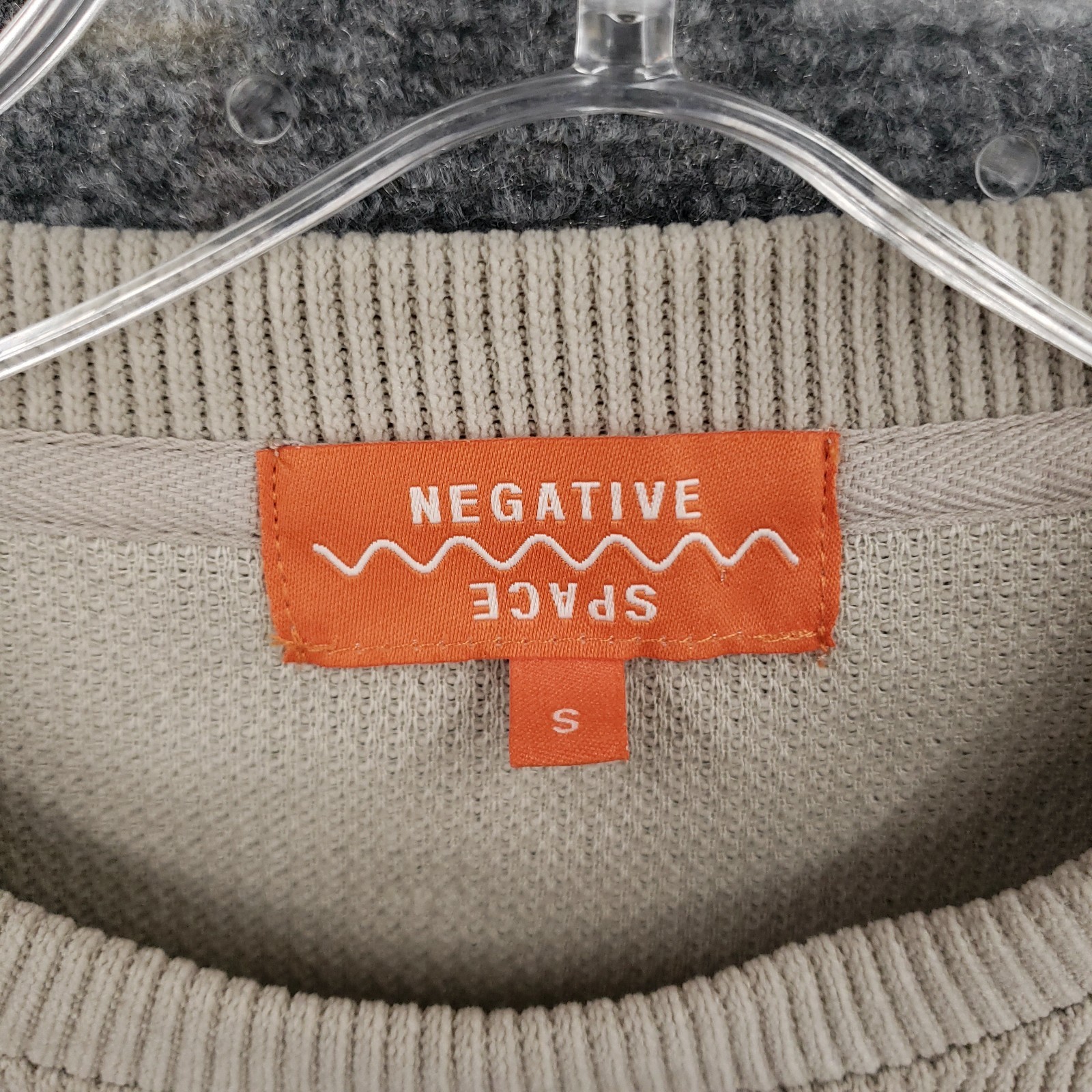 Negative Space Ribbed Knit Oversized T Shirt Mens Small Tan Crewneck Athleisure