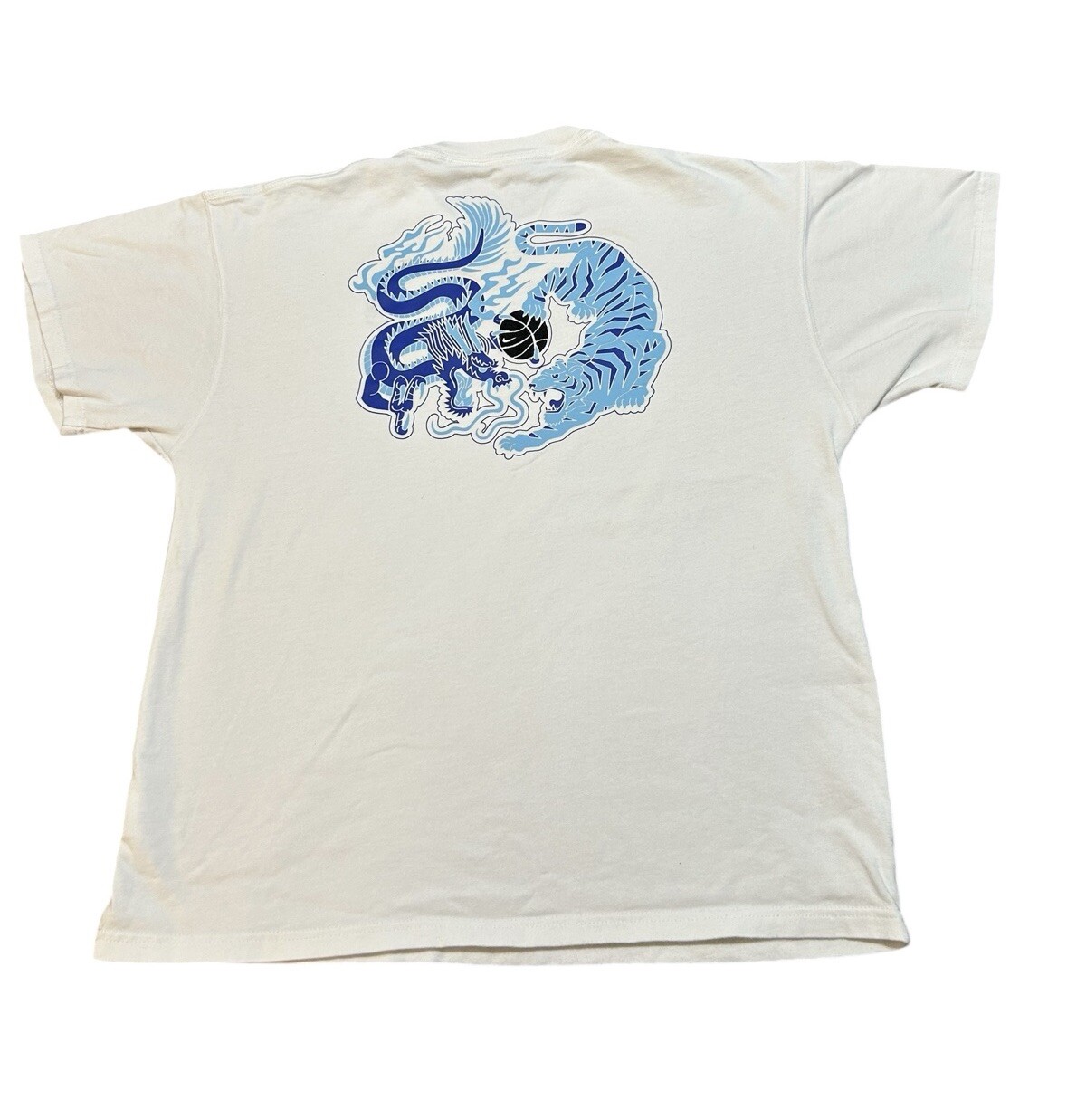 The Nike Tee Chinese Dragon Vs Tiger T-shirt Size Medium White Blue Short Sleeve