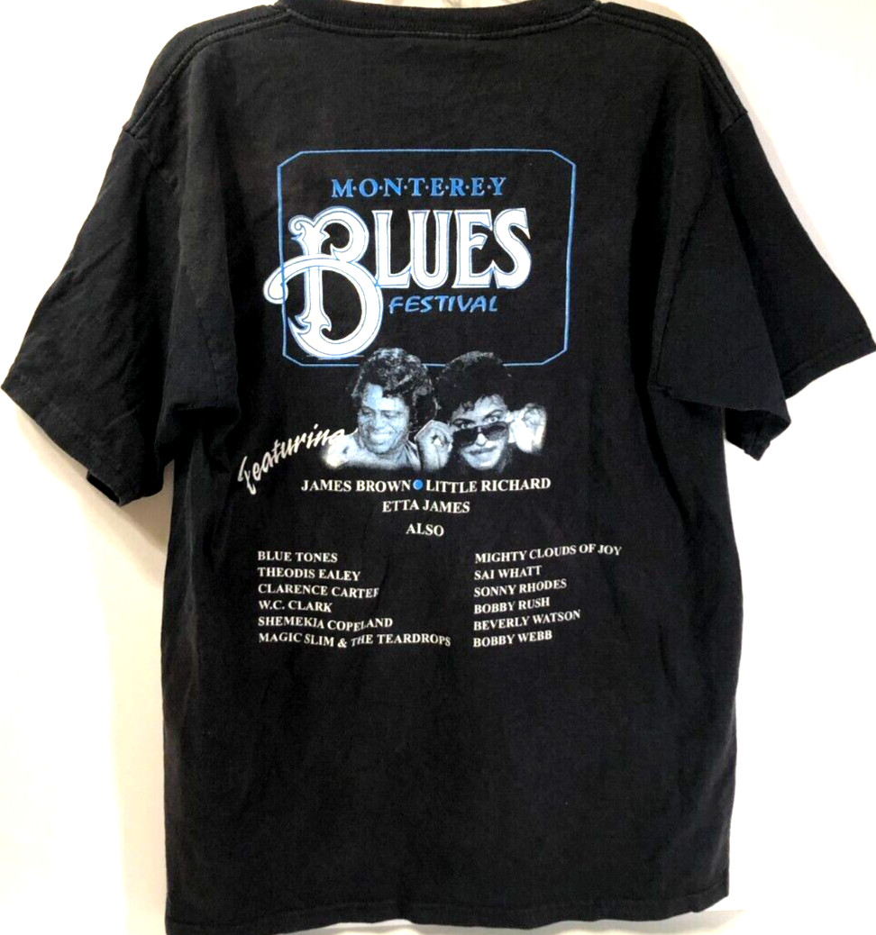 MONTEREY BLUES FESTIVAL Vintage 2001 James Brown Etta Richard Black T-Shirt L